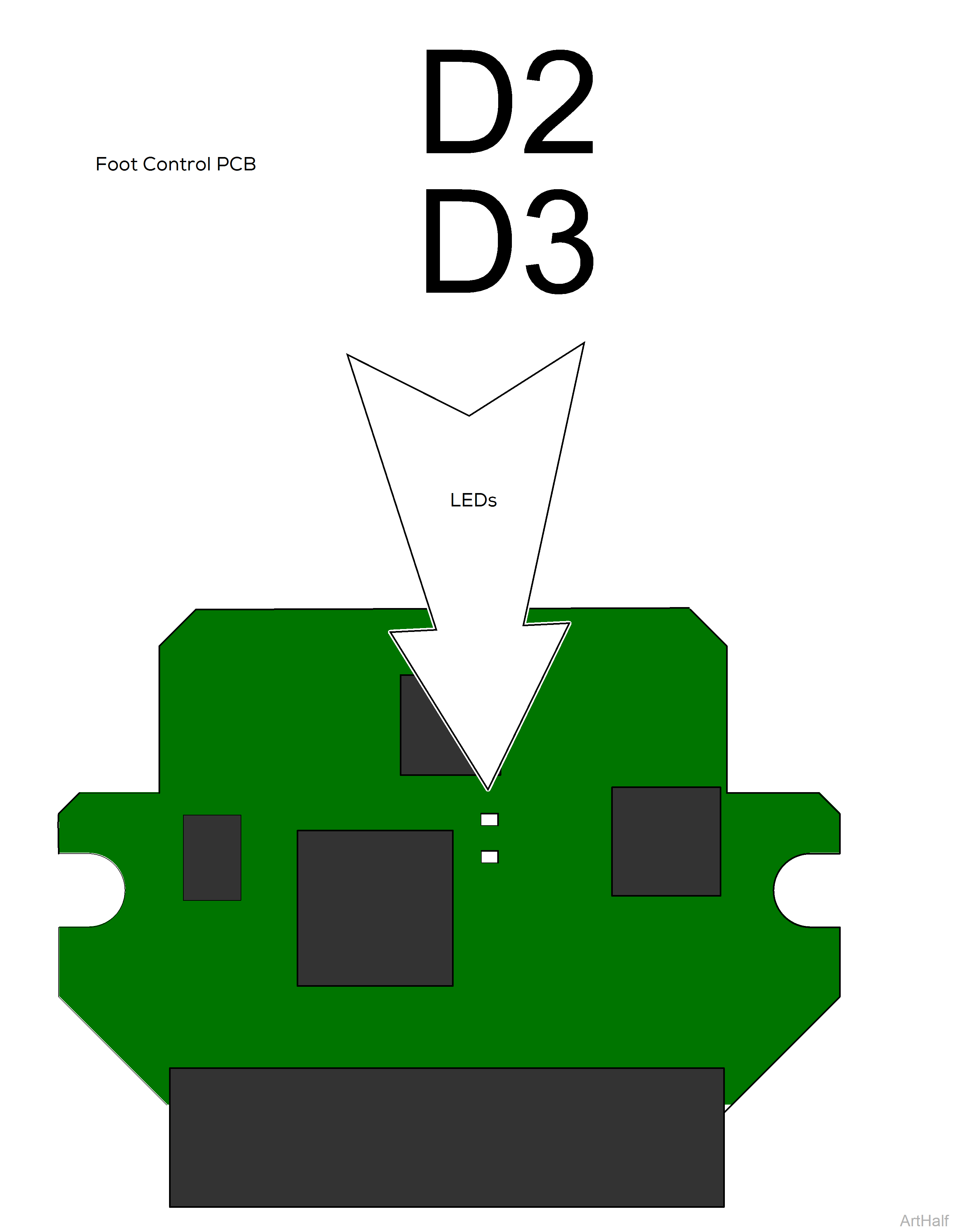 647 Barrier-Free® Podiatry Procedures Chair foot Control LEDs on PCB
