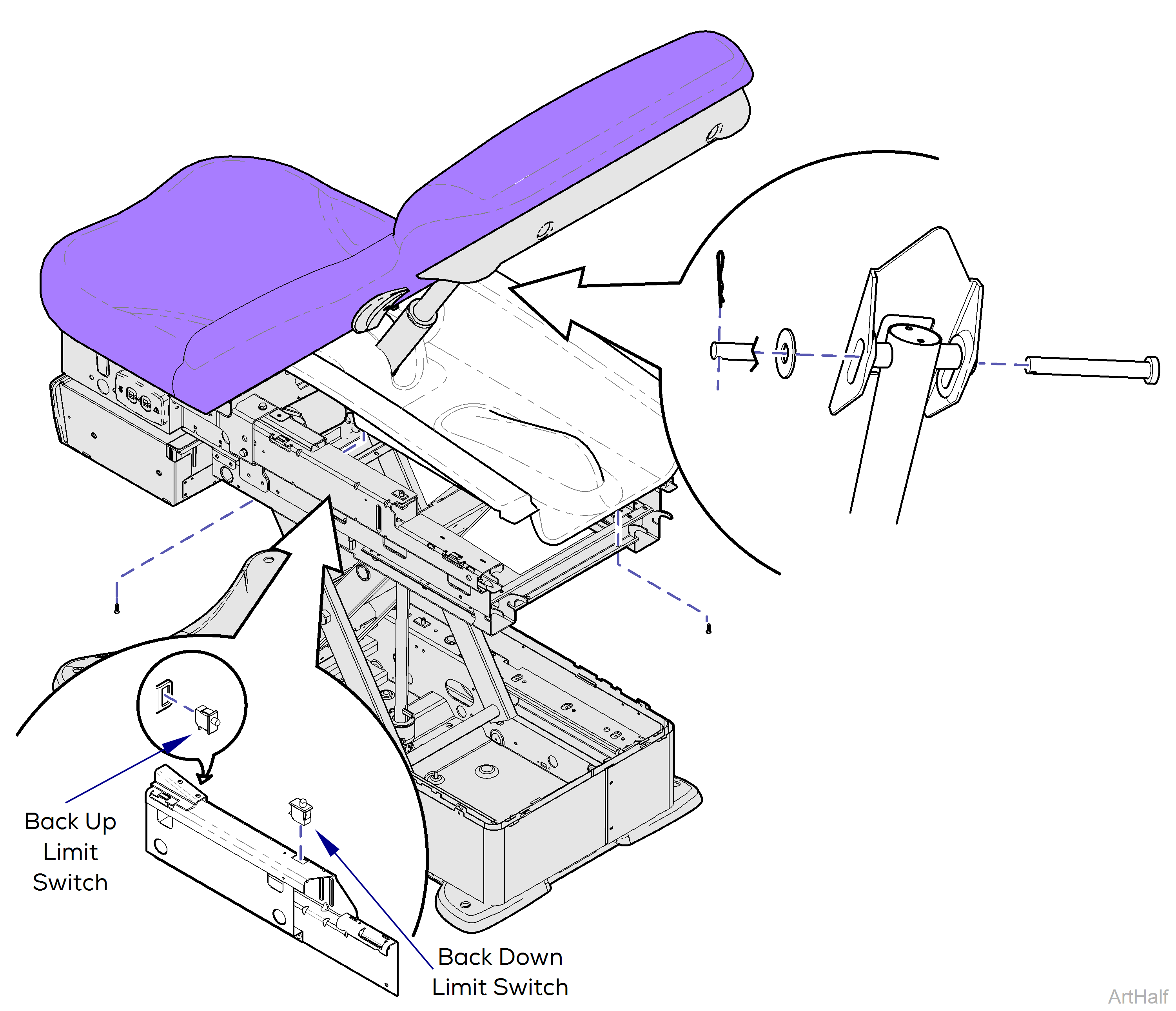 625 Table Remove Top Cover for Back Limit Switch Access