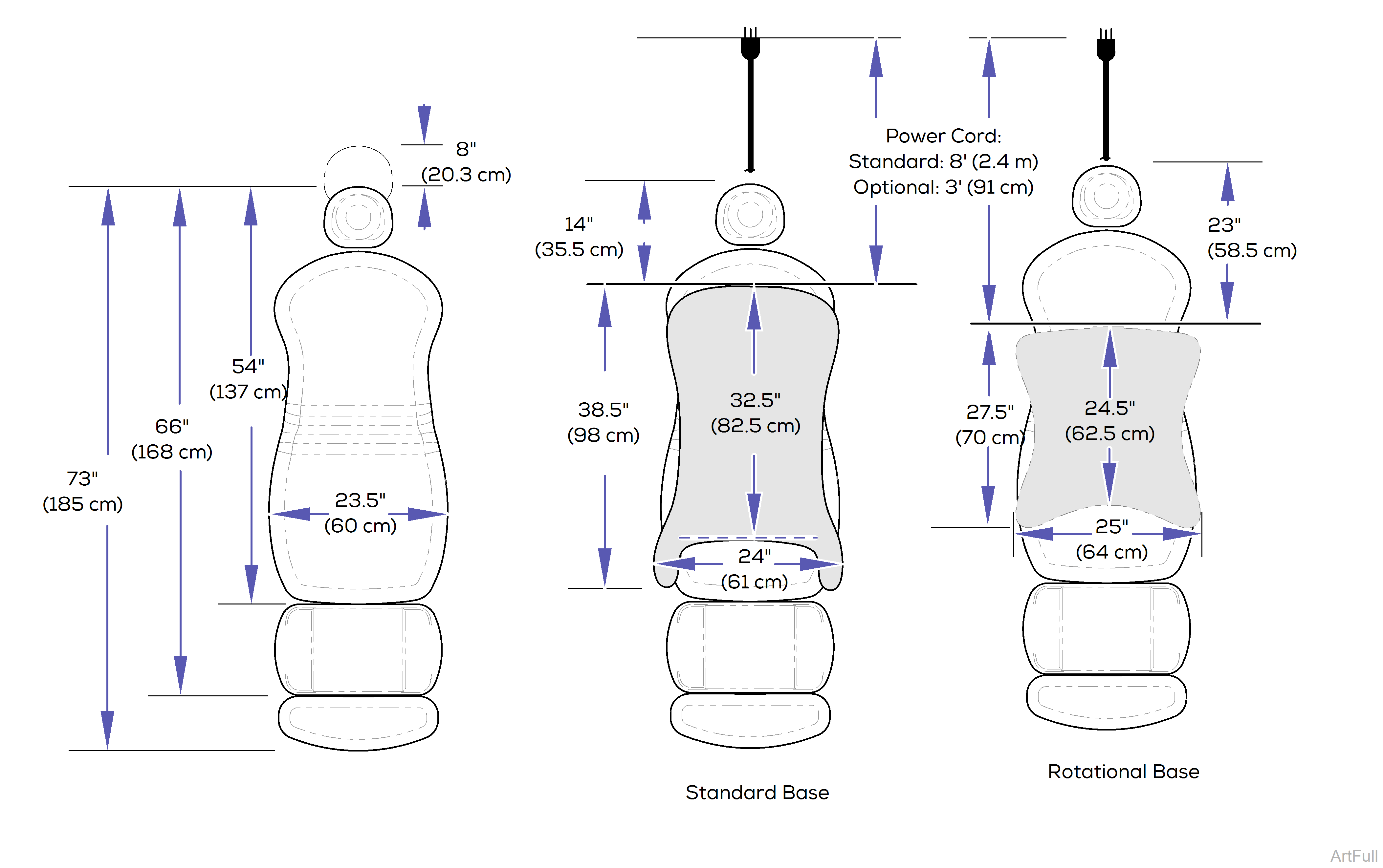 641 Chair Upholstery Top/Base Dimensions
