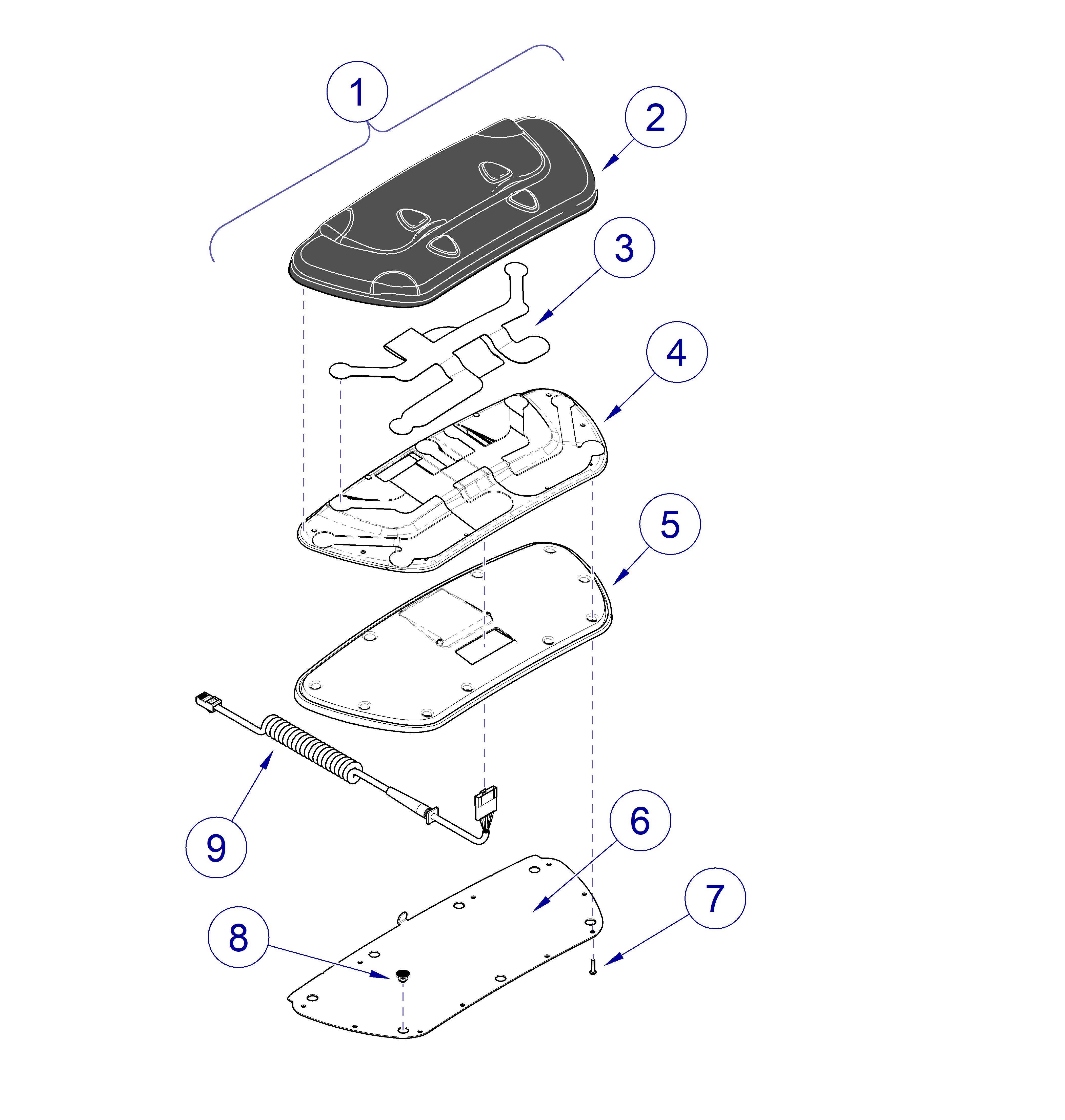 625 Table Foot Control Assembly