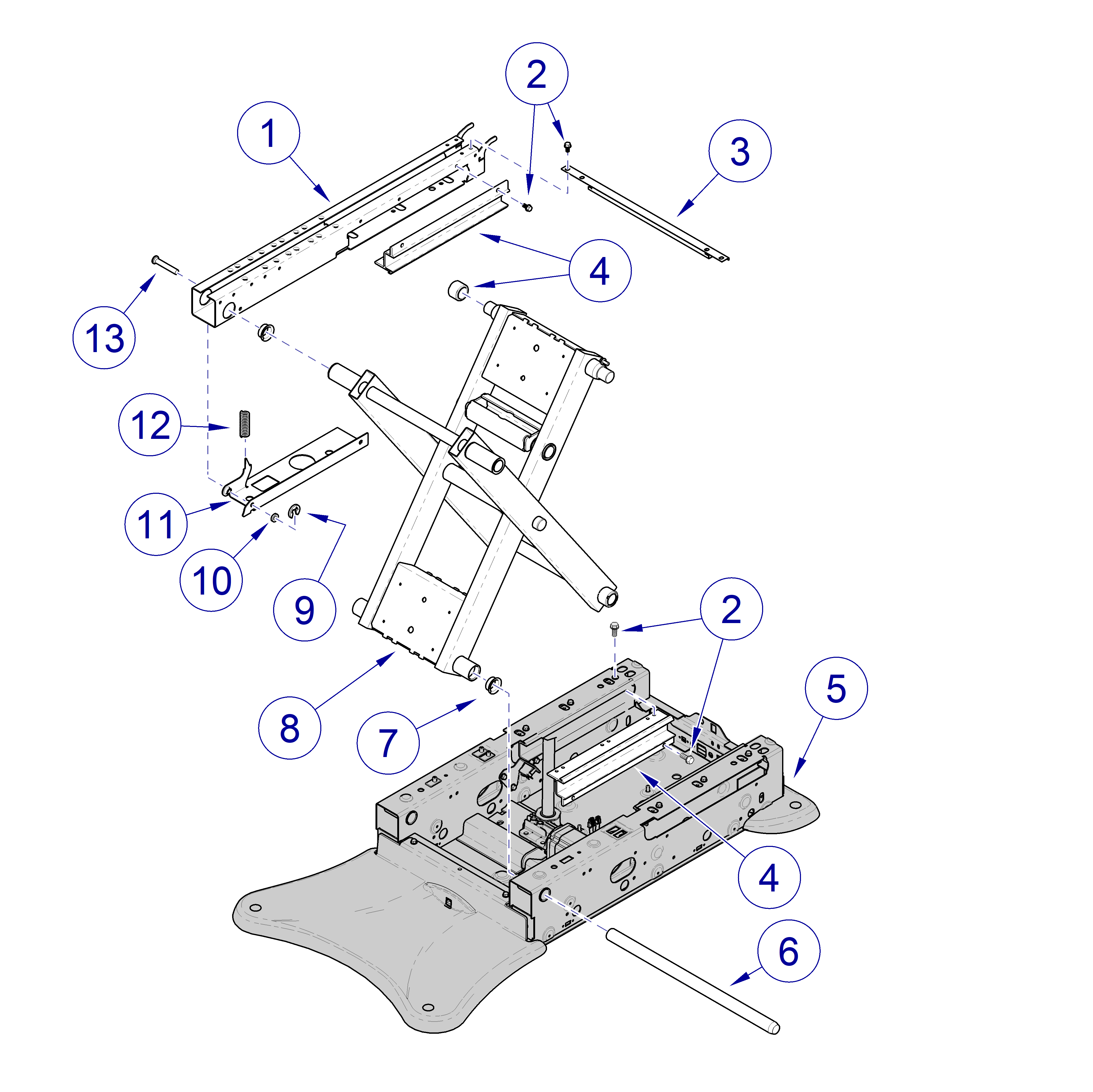 625 Table Base Scissor / Slide Mechanism