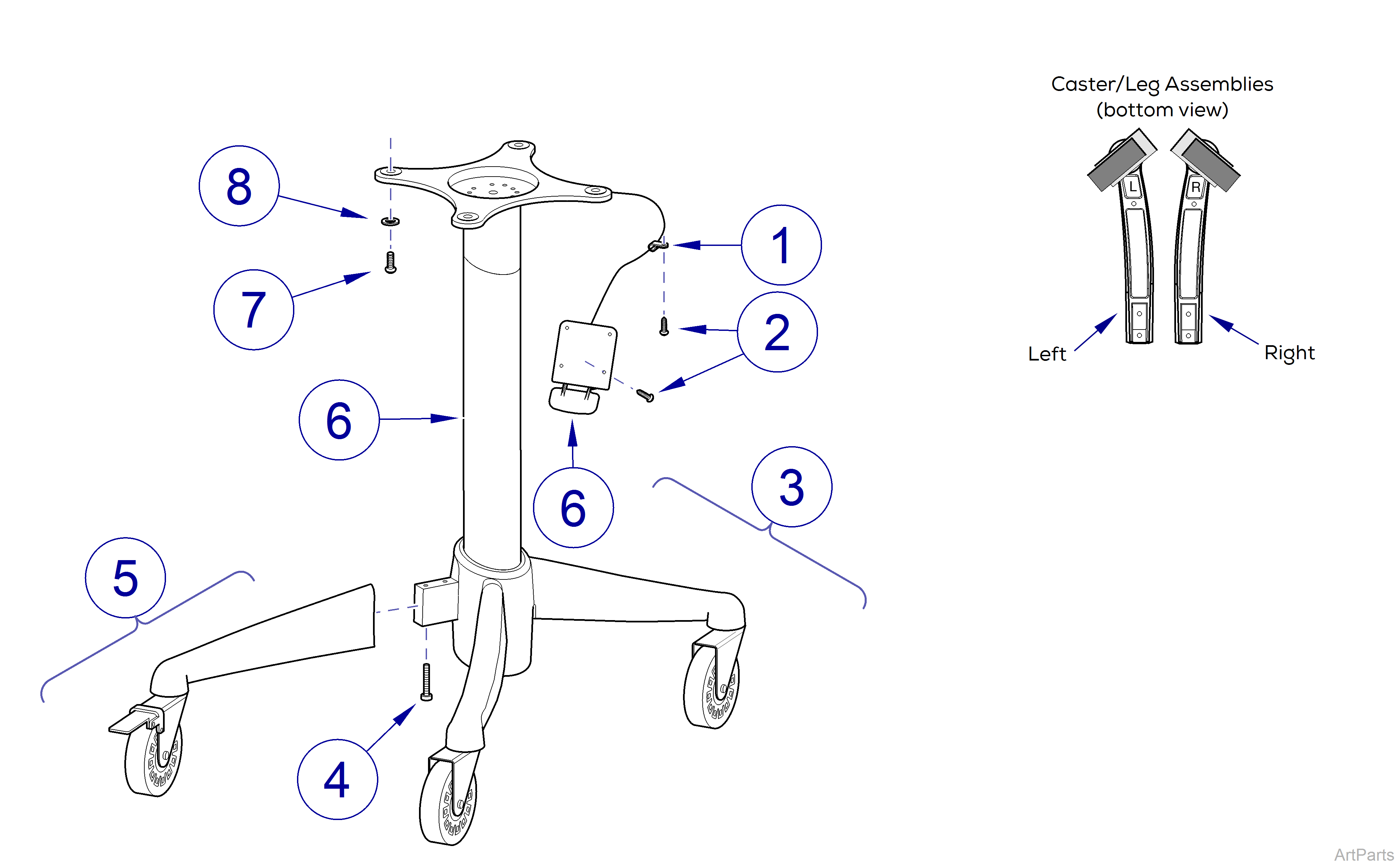 Midmark® Workstations Non-Powered Base / Cartridge Components