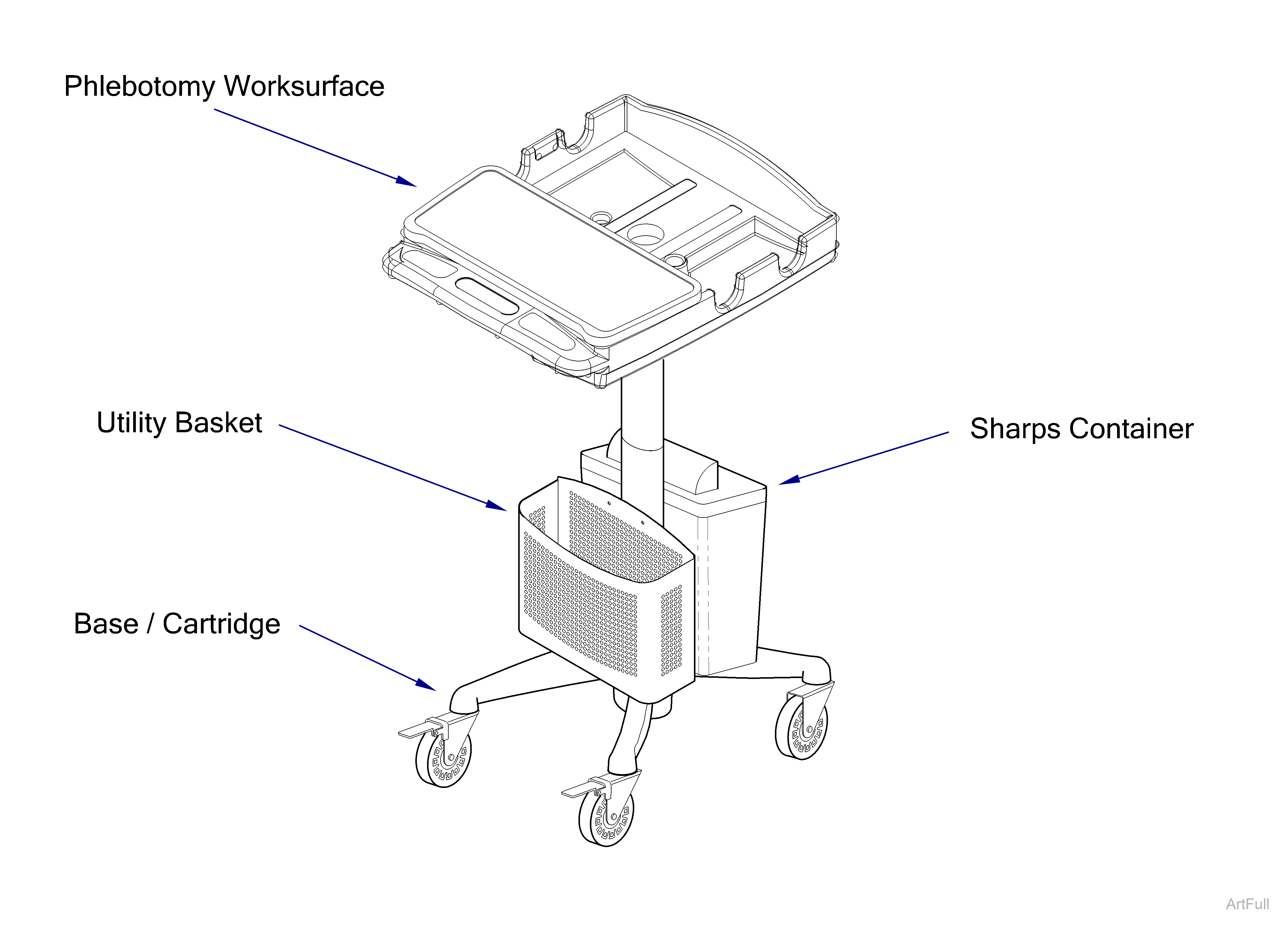 6230 Non-Powered Phlebotomy Cart Visual Index