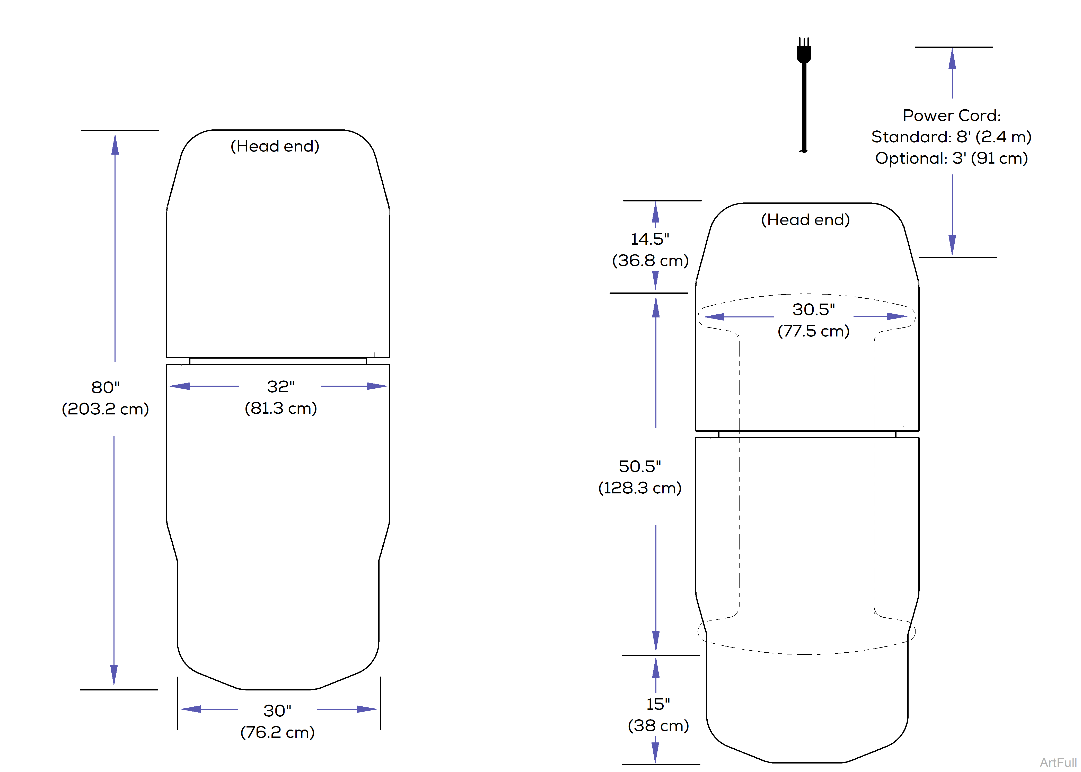 244 Table Upholstery Top/Base Dimensions