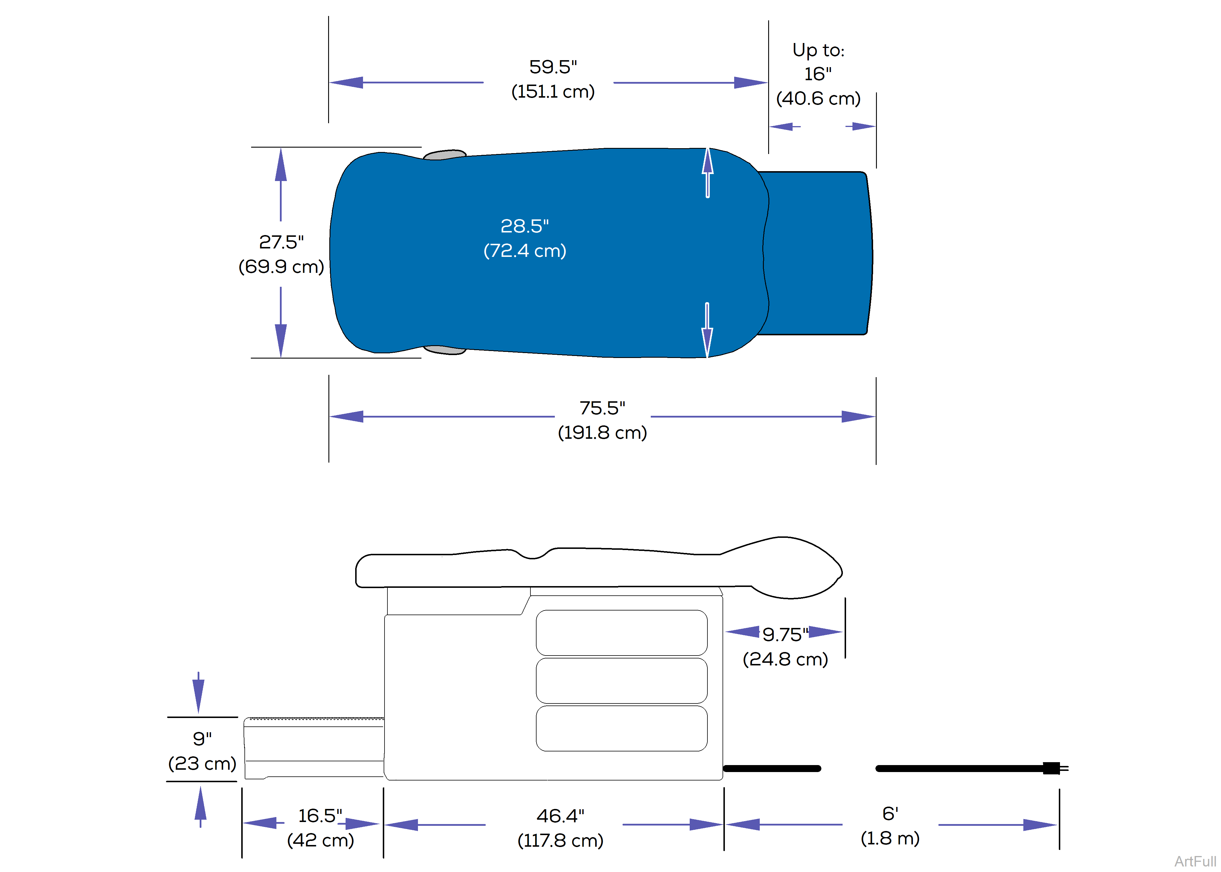 604 Table Upholstery Top/Base Dimensions