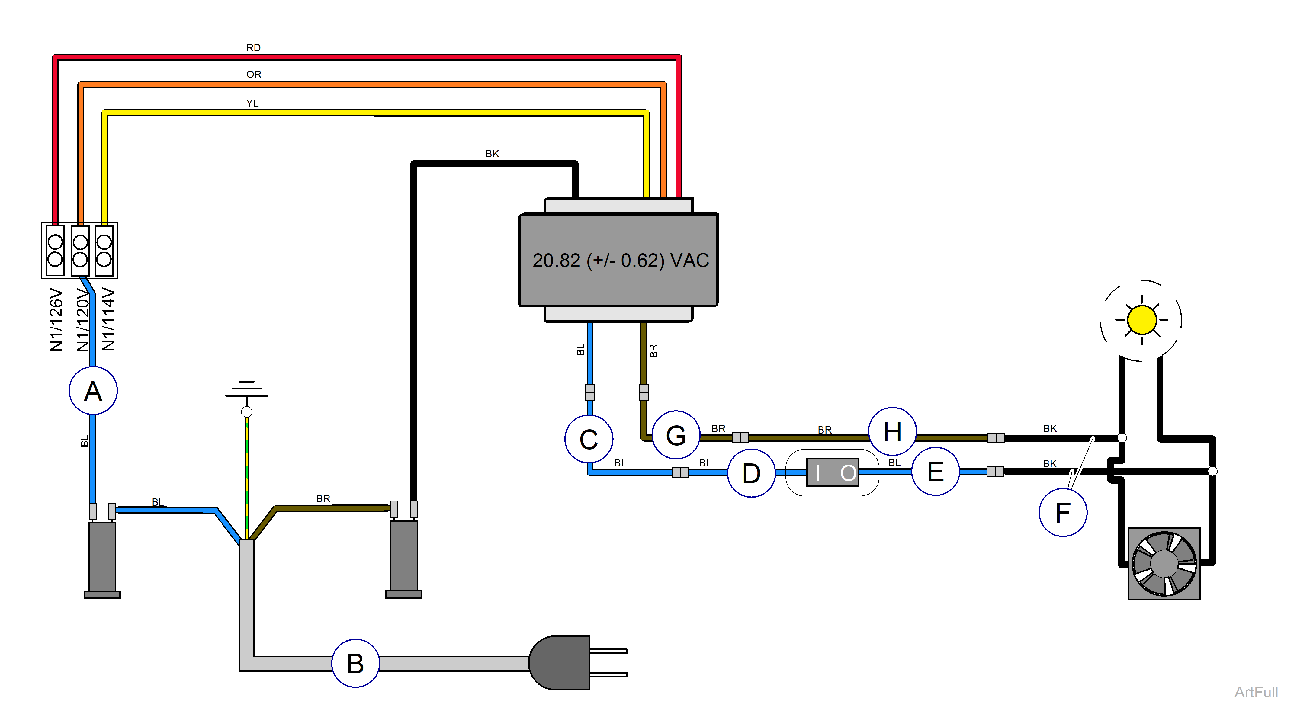 Wiring Diagram: 354 Wall Mtd. Light