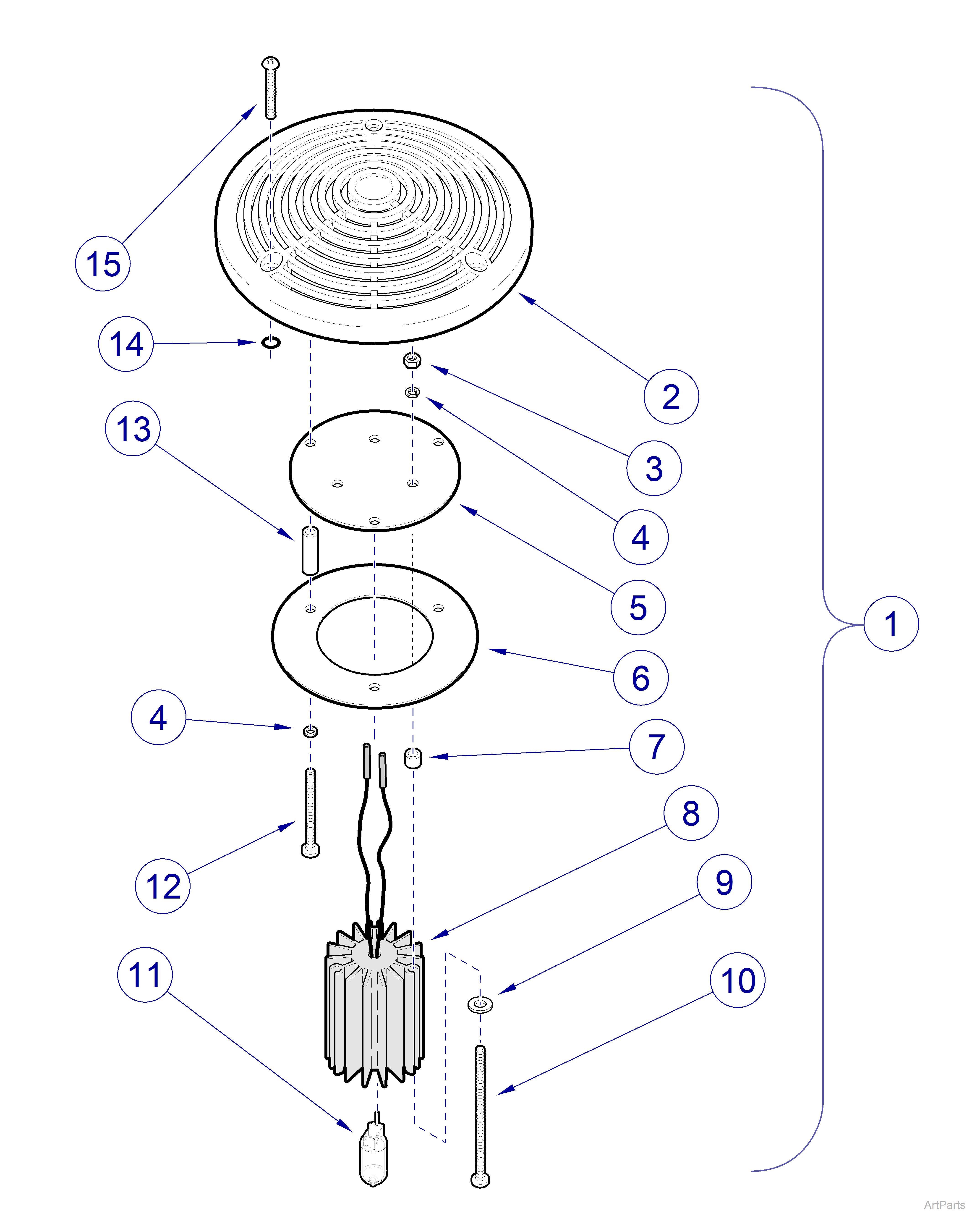 355 Ceiling Lighting System]Top Cap Assembly - 24V