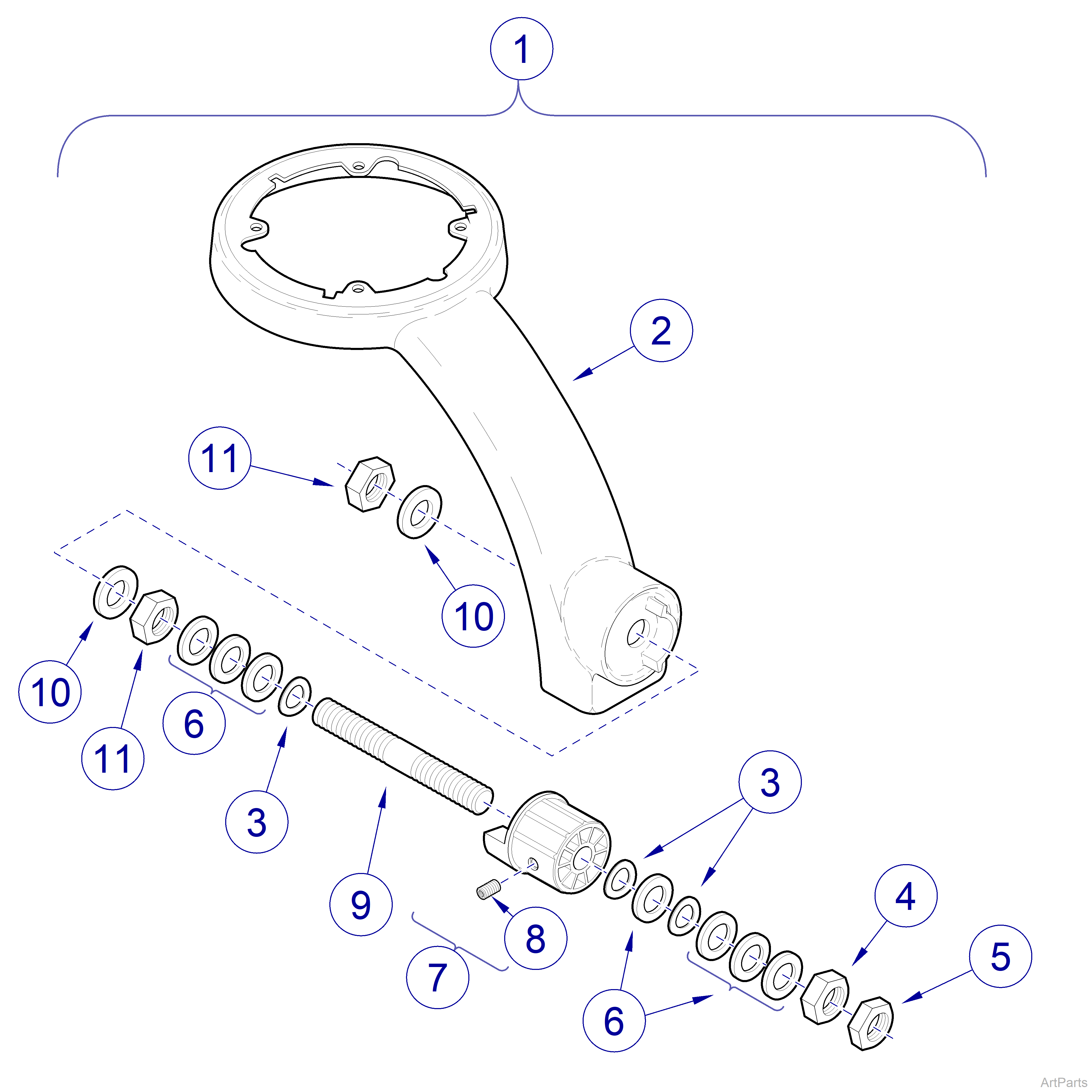 355 Ceiling Lighting System] Support Arm Pivot Assembly