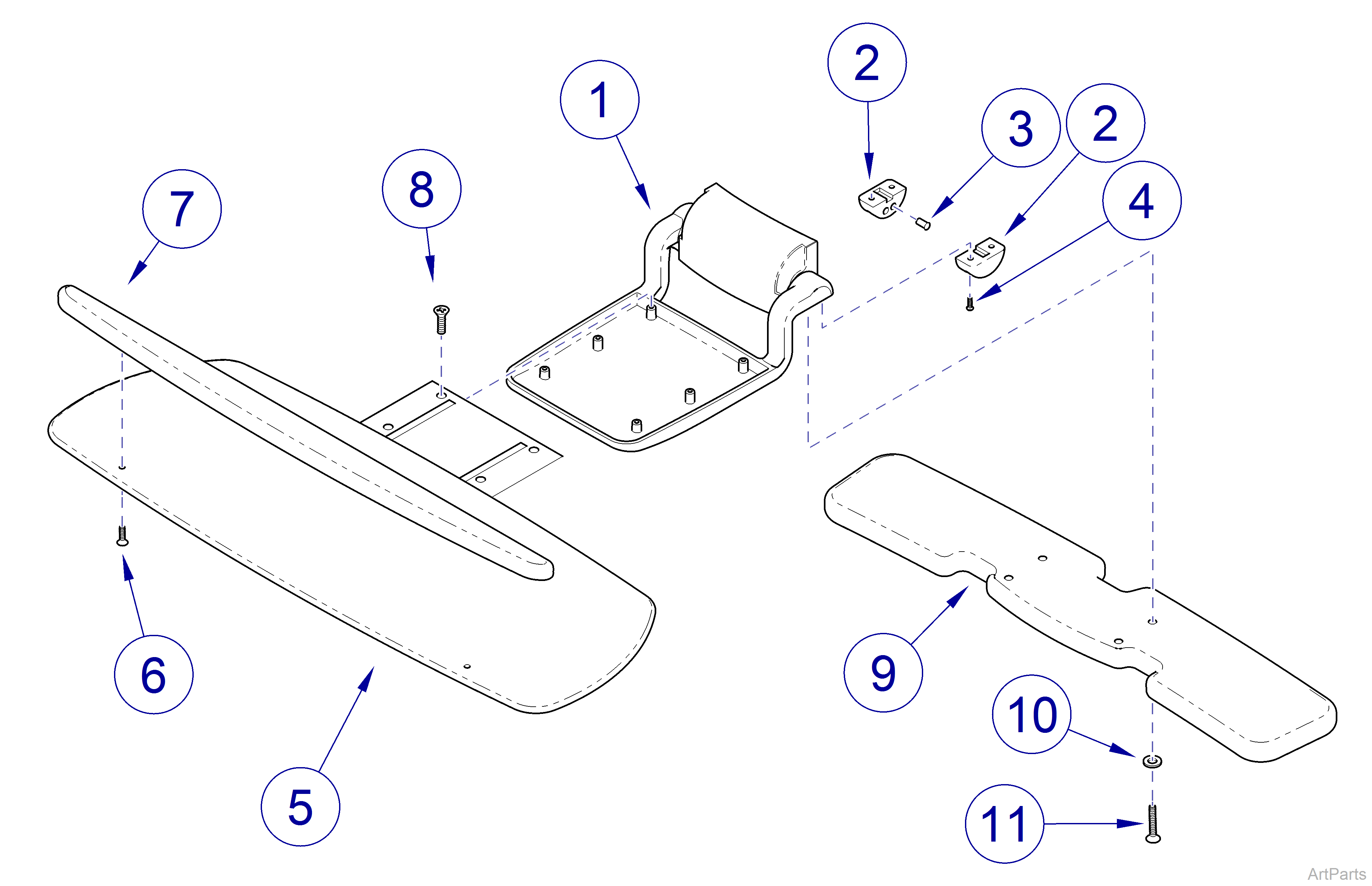 Wall Mounted Models Flip-Up Keyboard Platform w/ Rear Top 