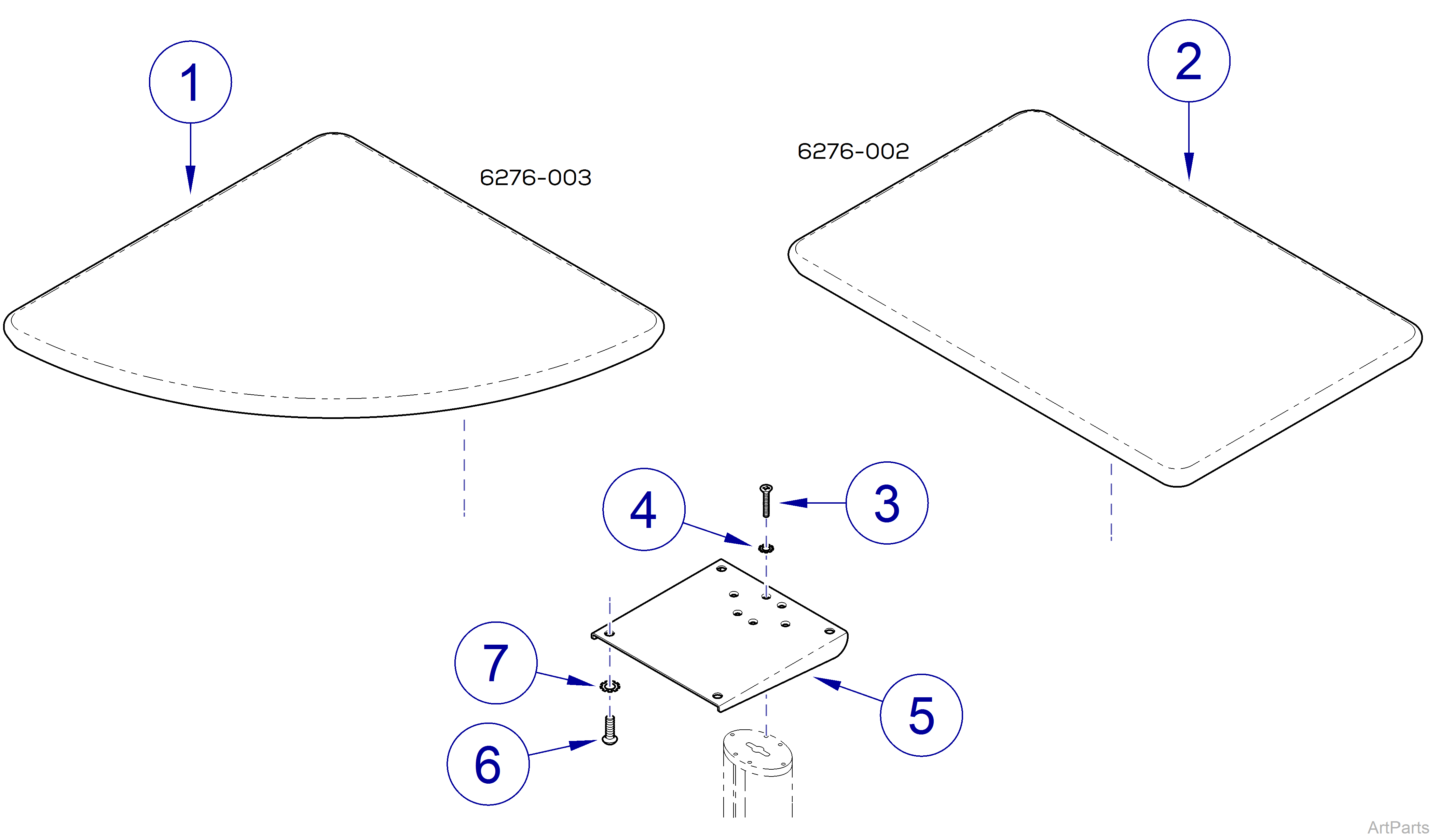 Wall Mounted Models Worksurfaces: 6276 (-002 / -003)