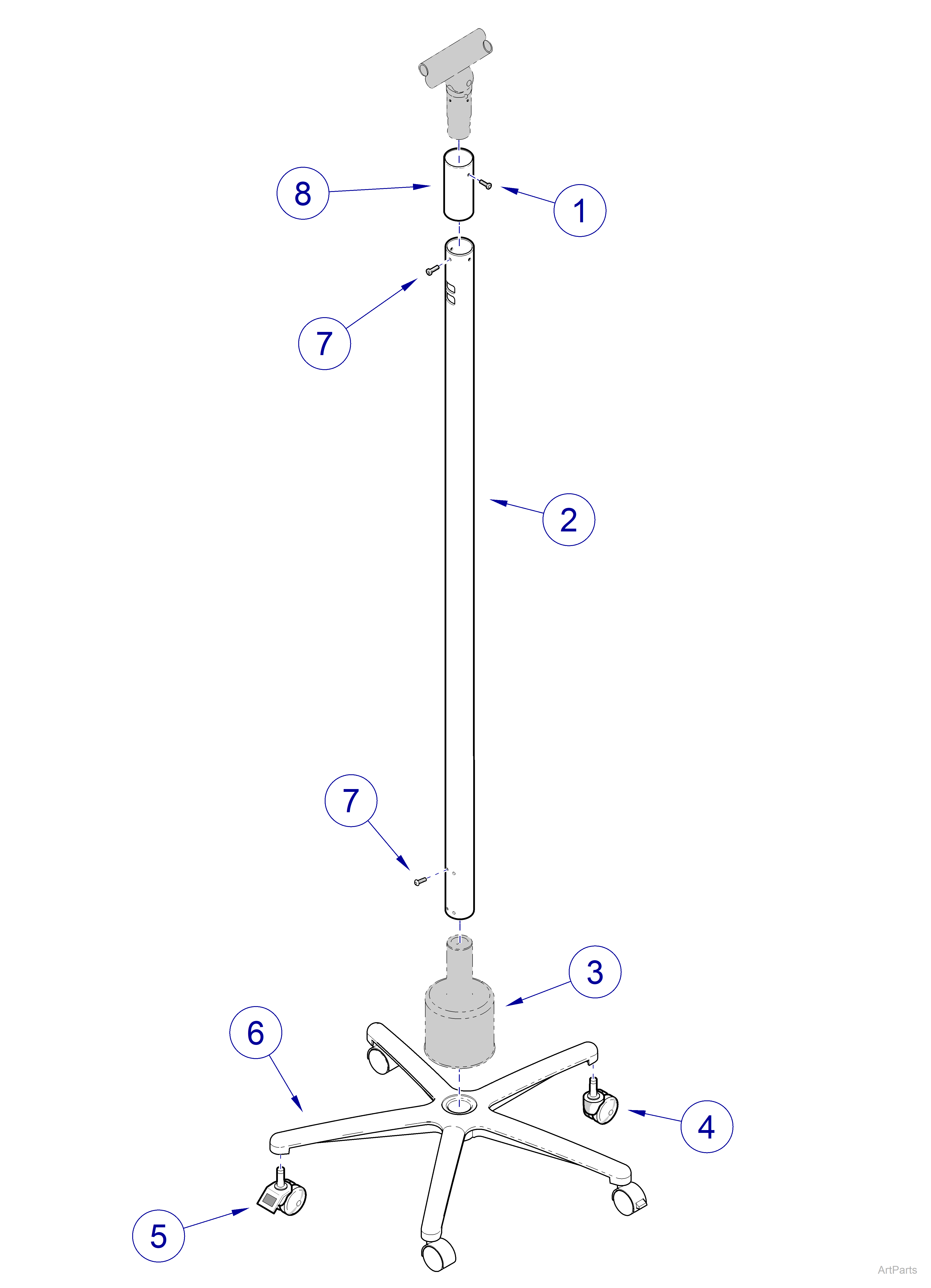 Mobile Lighting Base/Vertical Tube