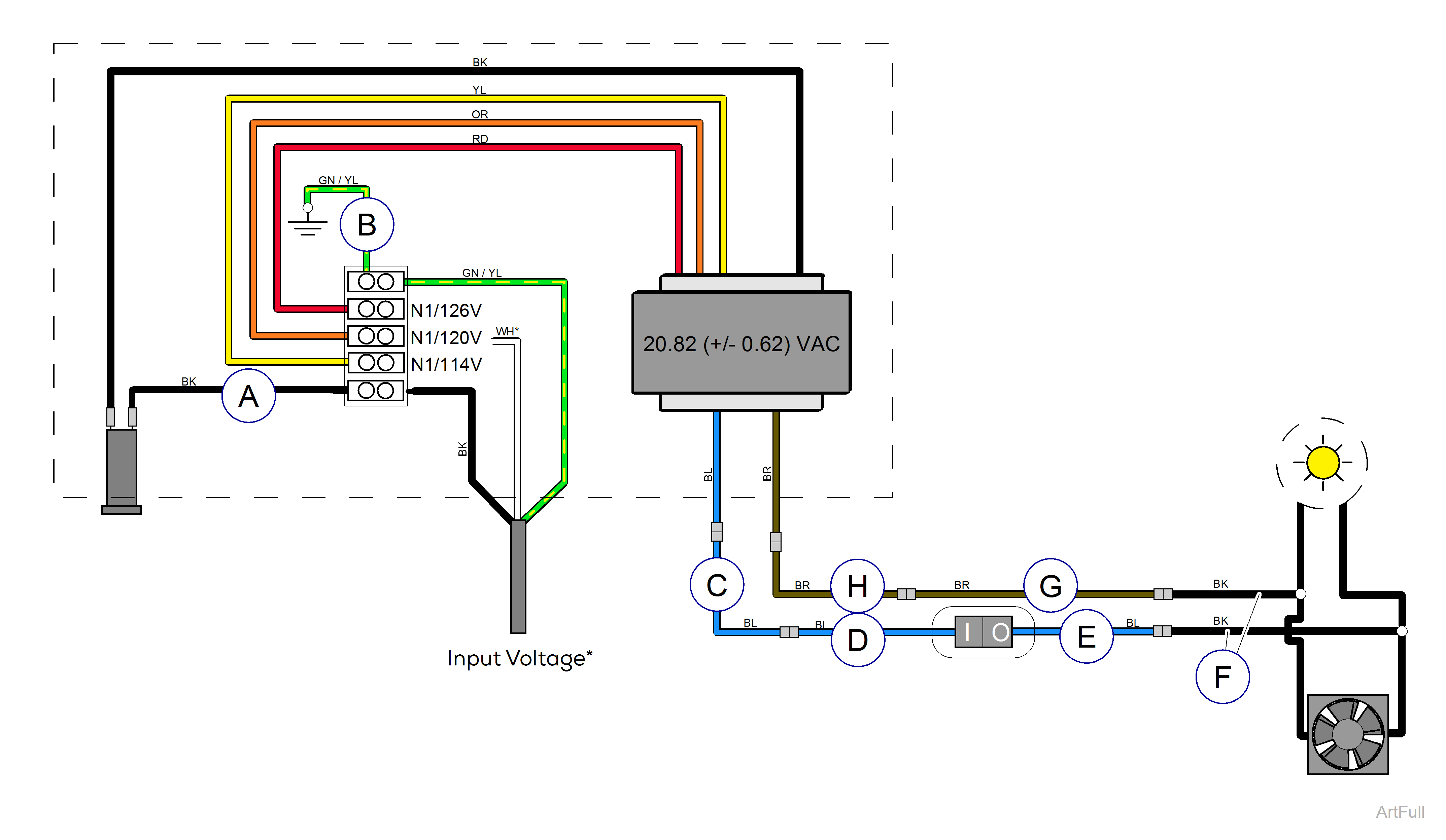 Wiring Diagram: 354 Ceiling Light - Single (B)