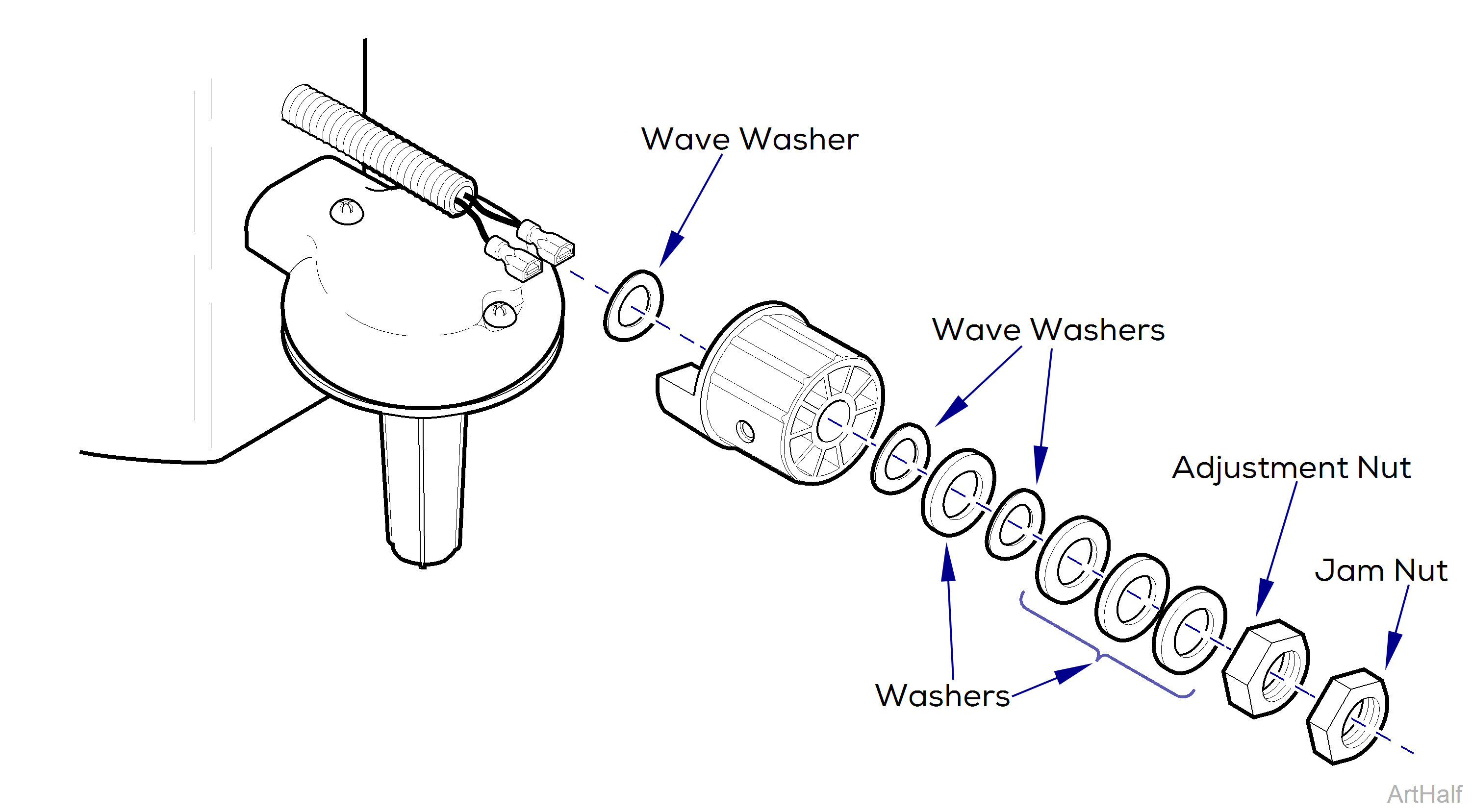 Install lighthead pivot bearing Diagram