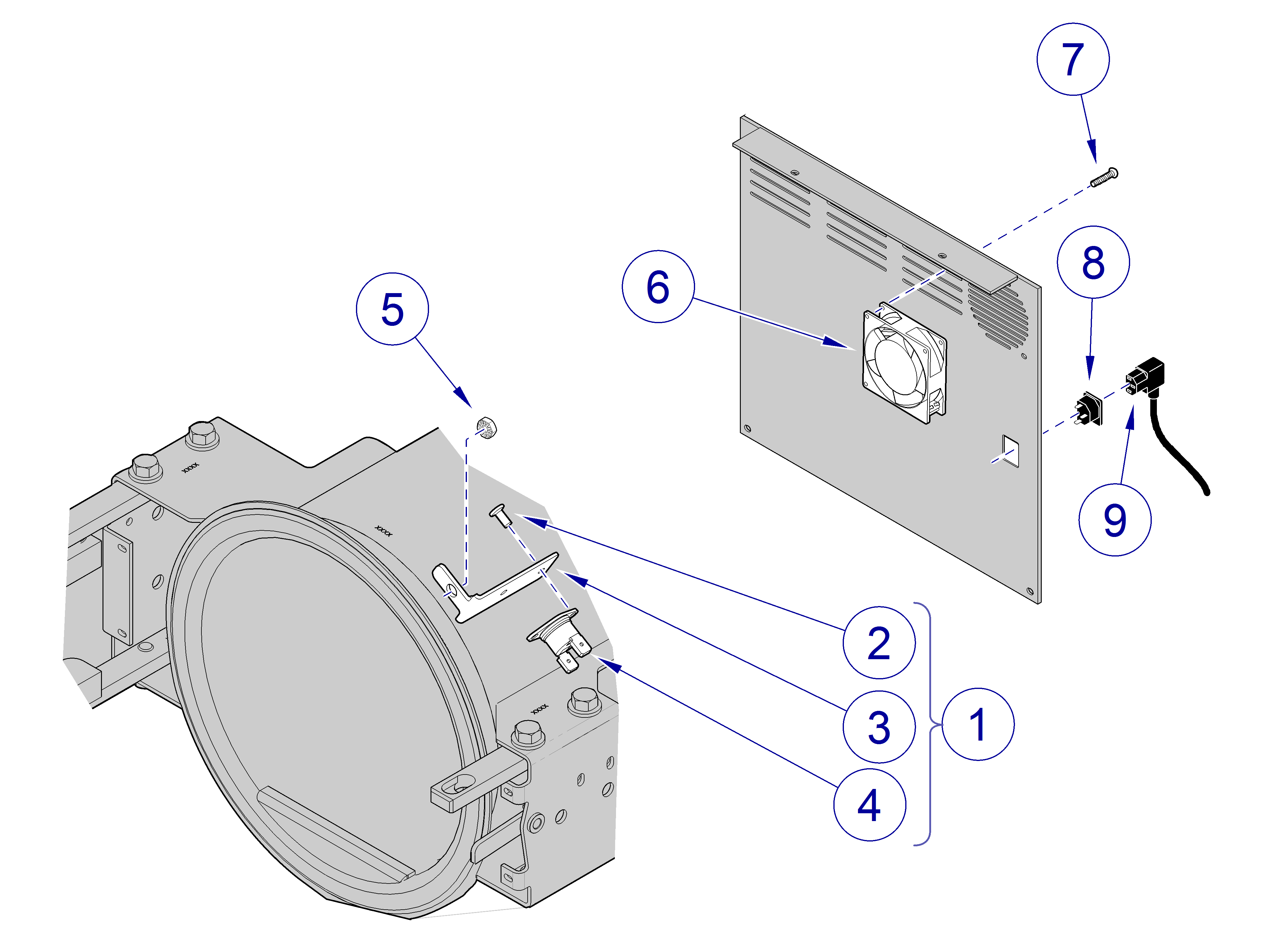 M9/D and M11/D -020 thru -022 Fan System / Power Cord