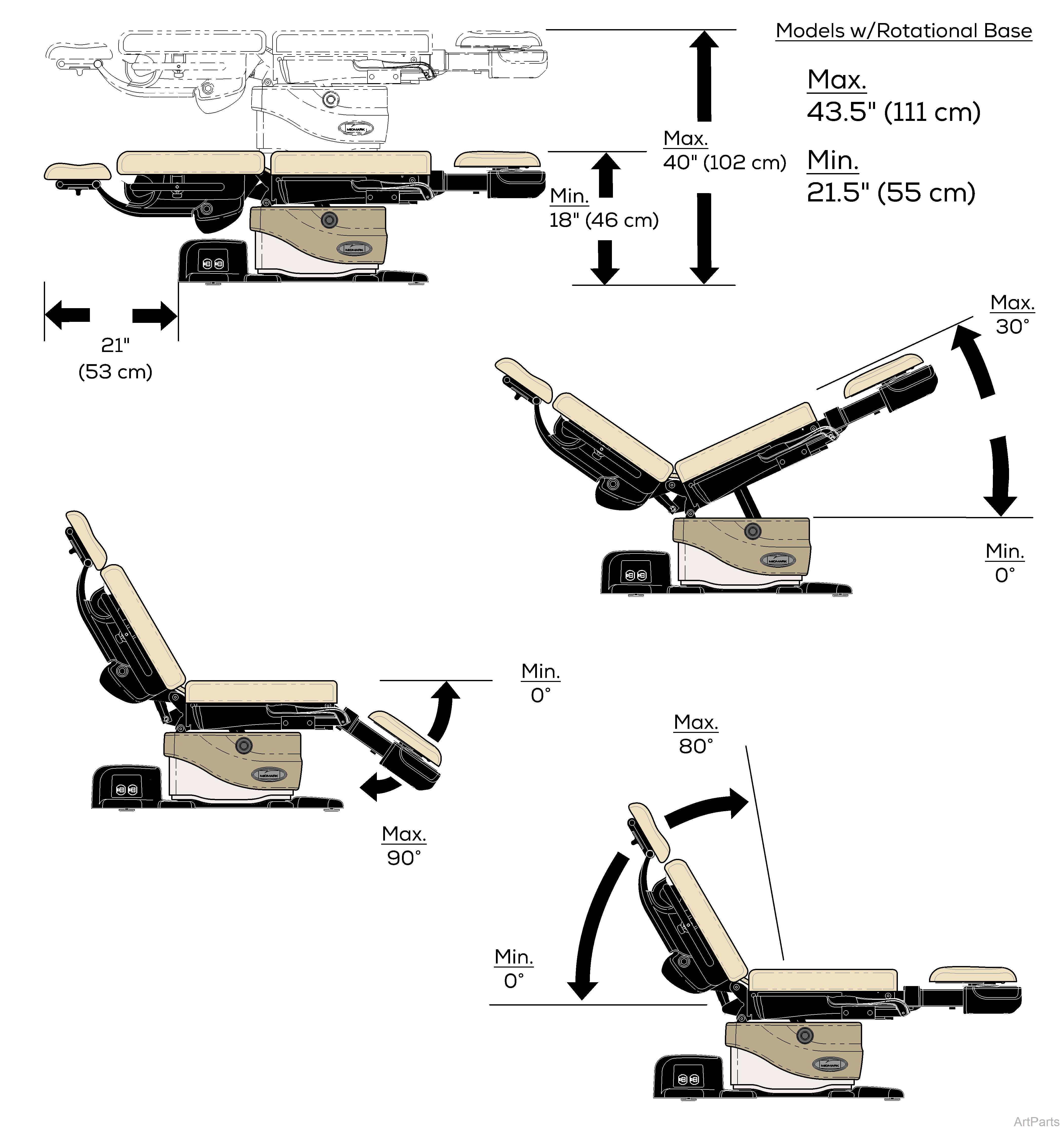 630 Human Form Procedures Chair Range of Motion Diagram