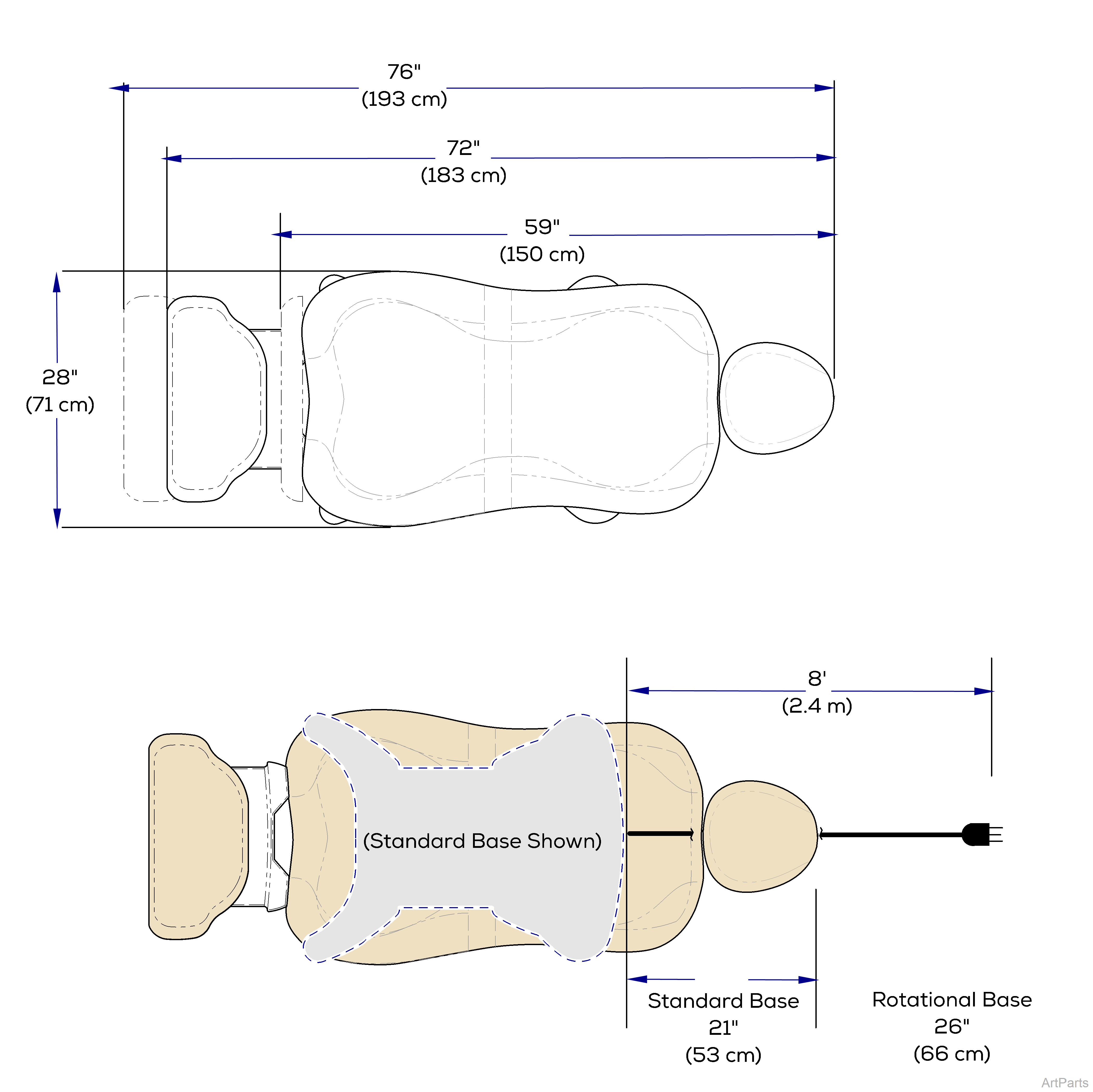 630 Human Form Chair Dimensions
