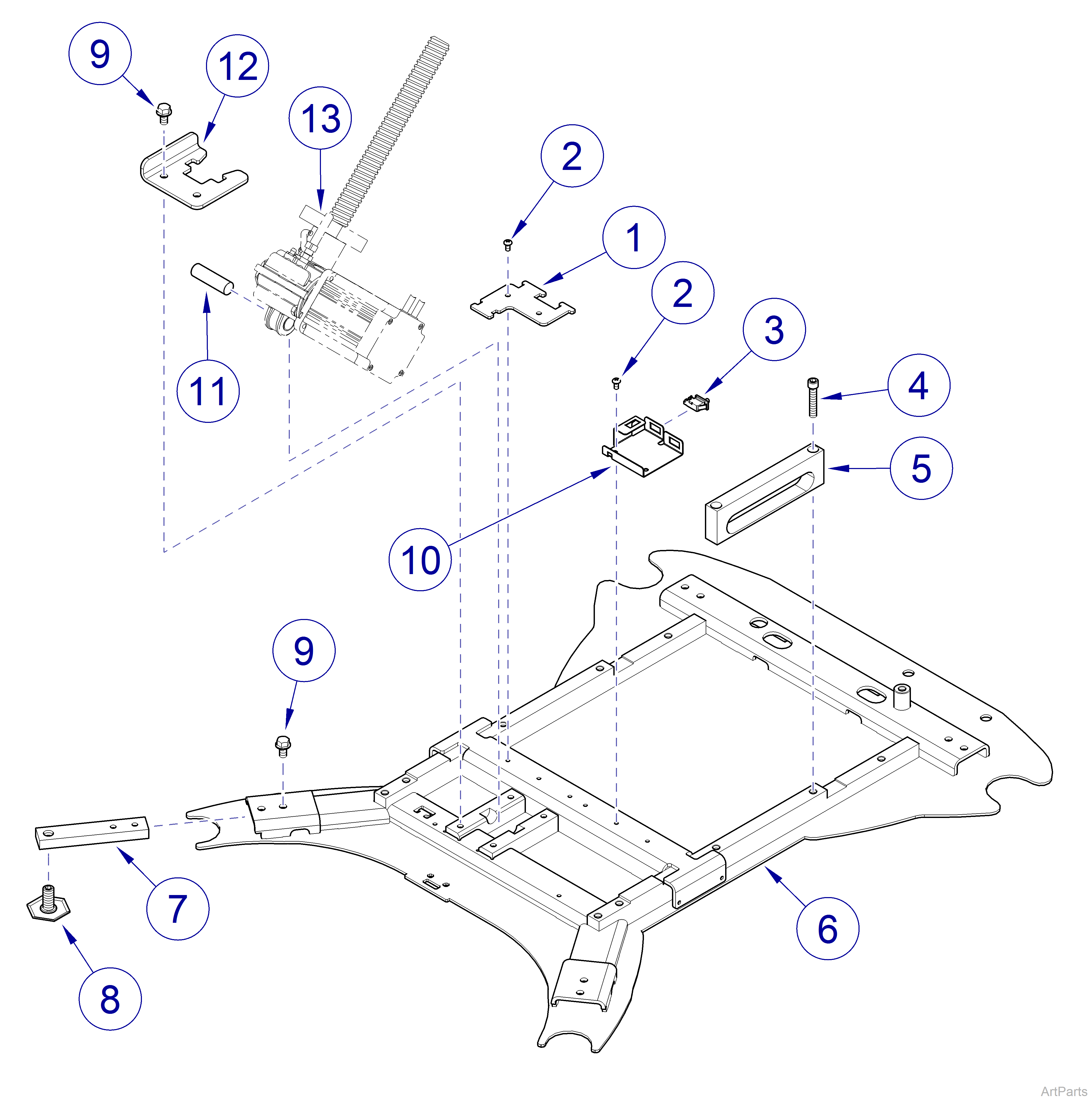 630 Barrier-Free® Universal Procedures Table Base Plate Components