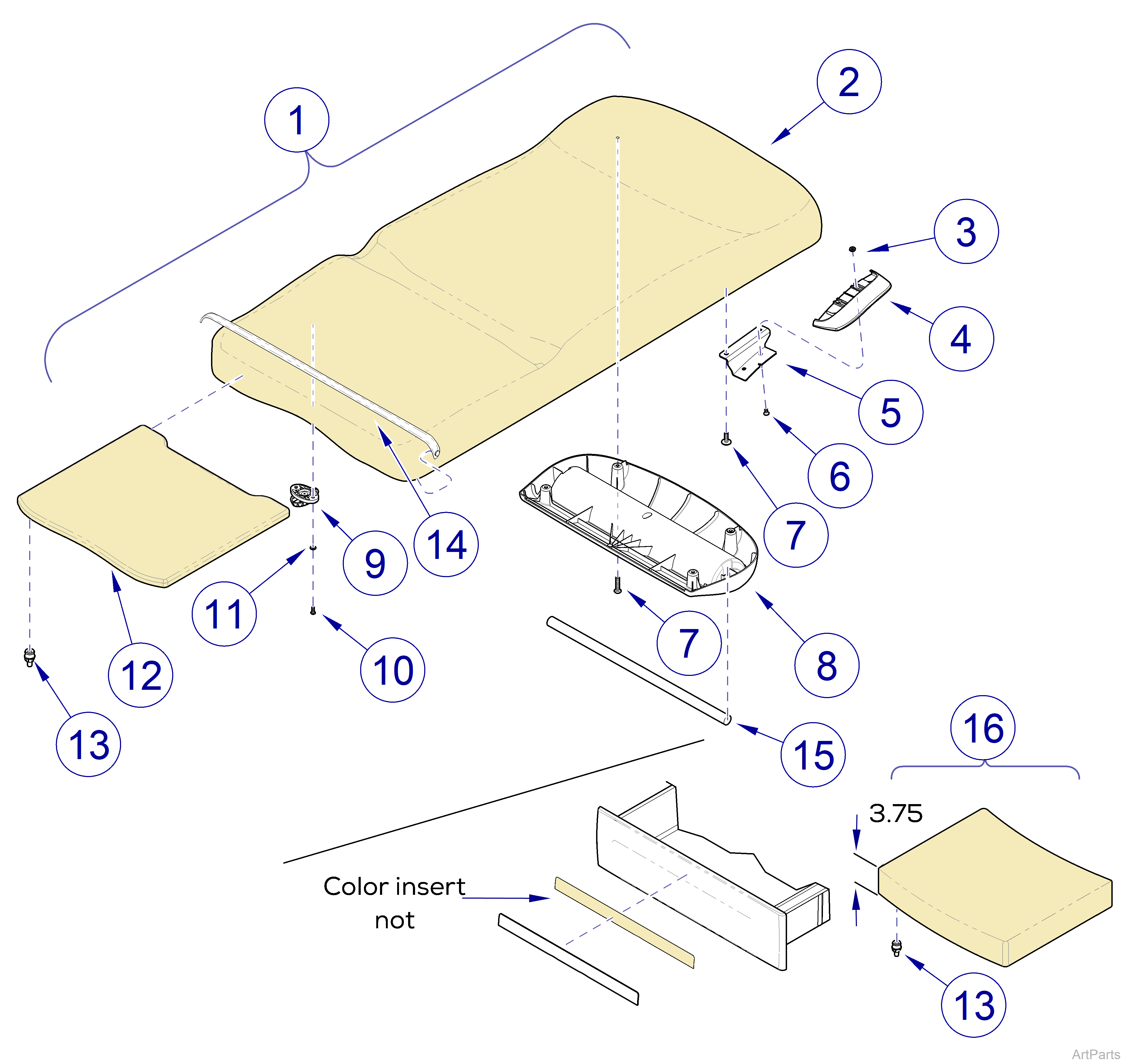 625 Table Premium UltraFree Upholstery, 28-inch wide