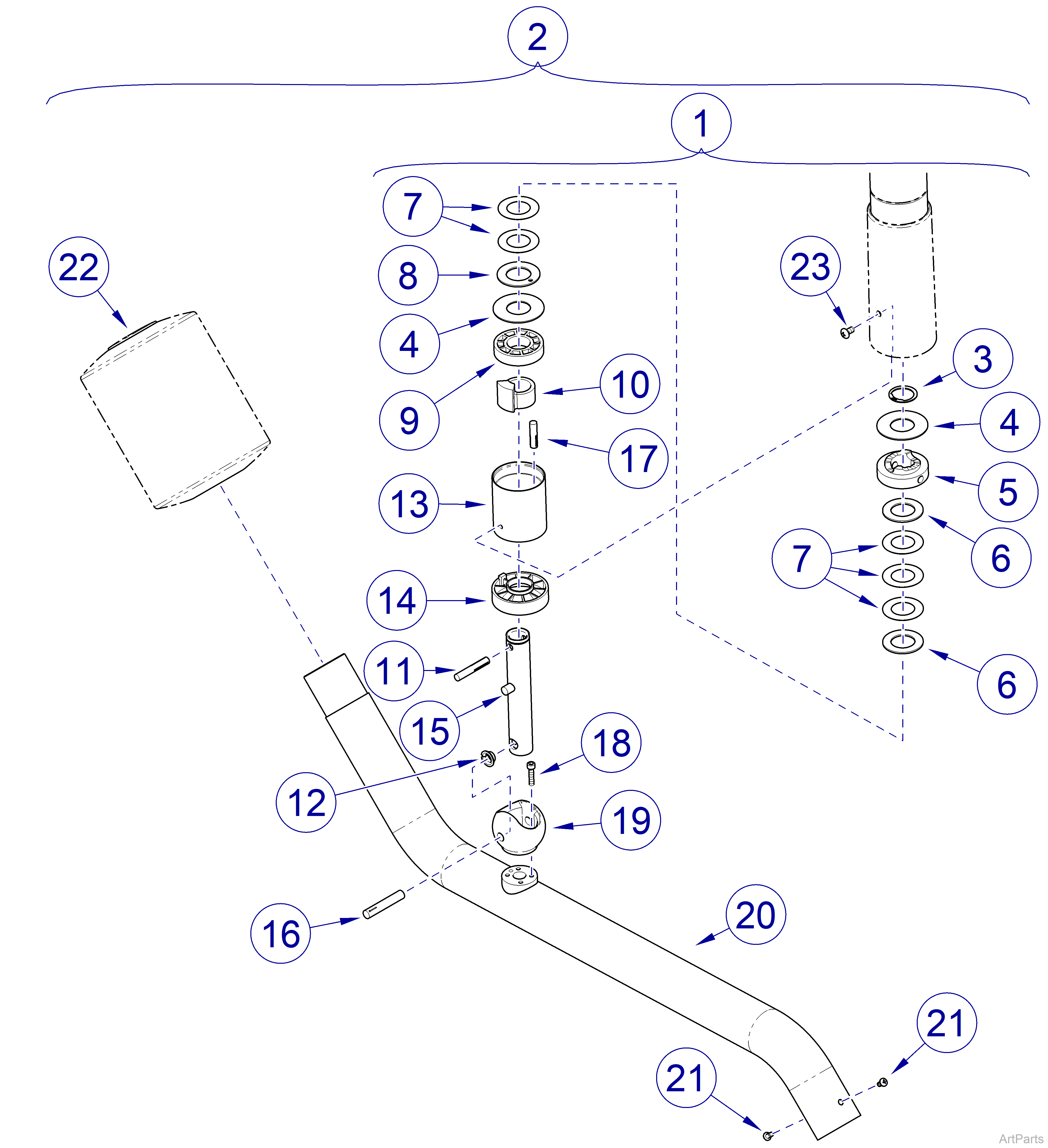 255 LED Wall Procedure Light Cross Tube / Bearing Assembly