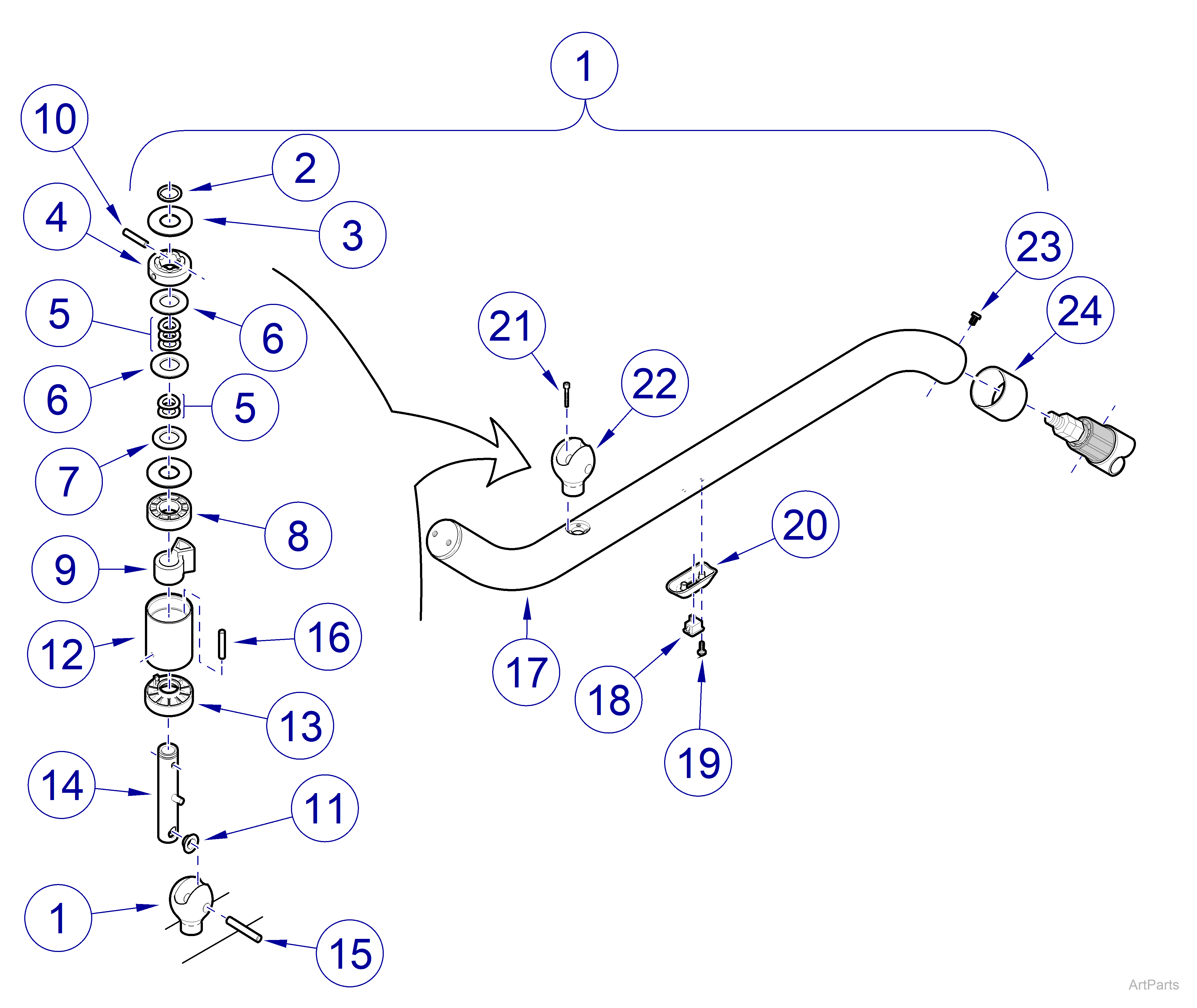 Cross Tube / Bearing Assembly