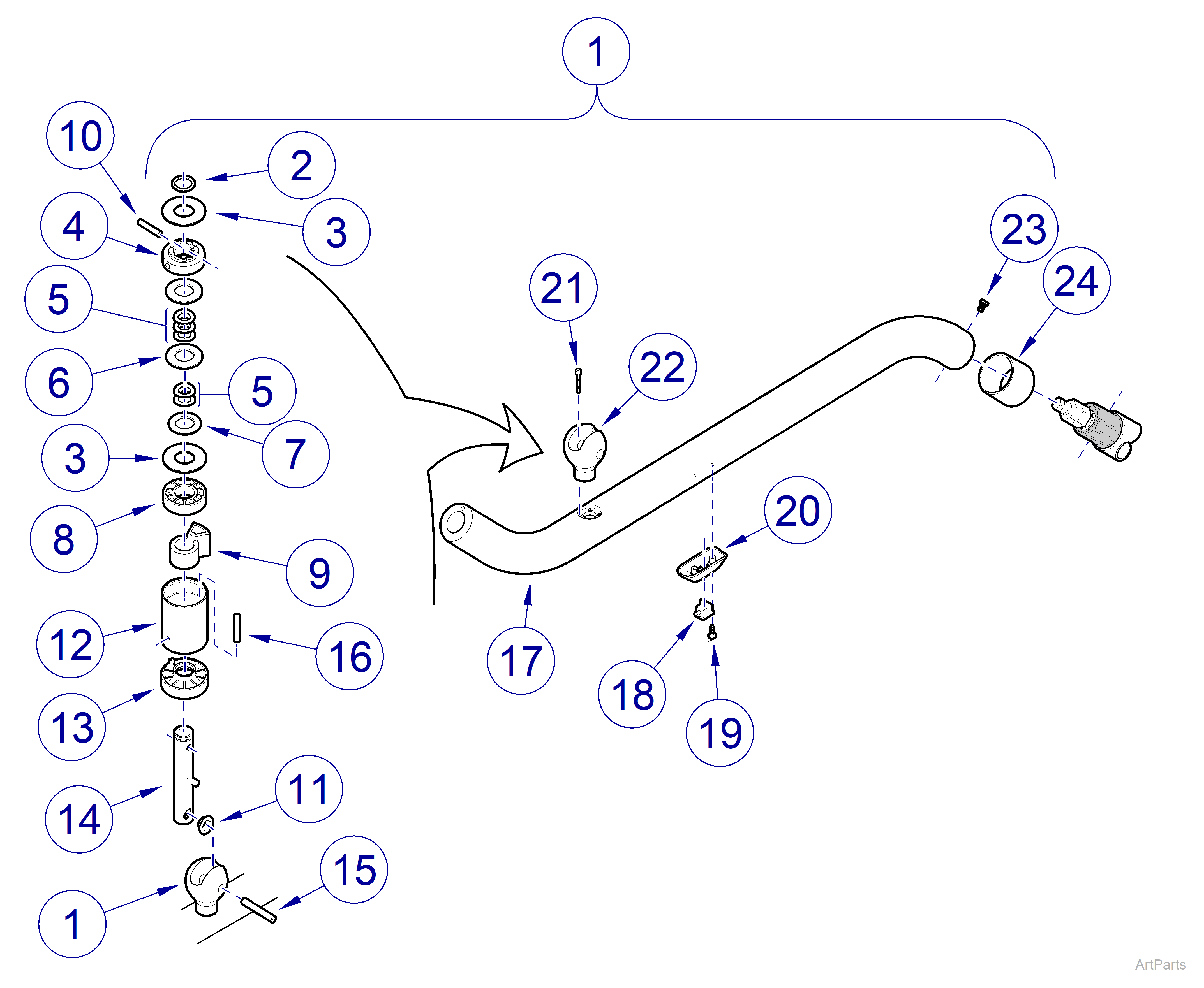 Cross Tube / Bearing Assembly