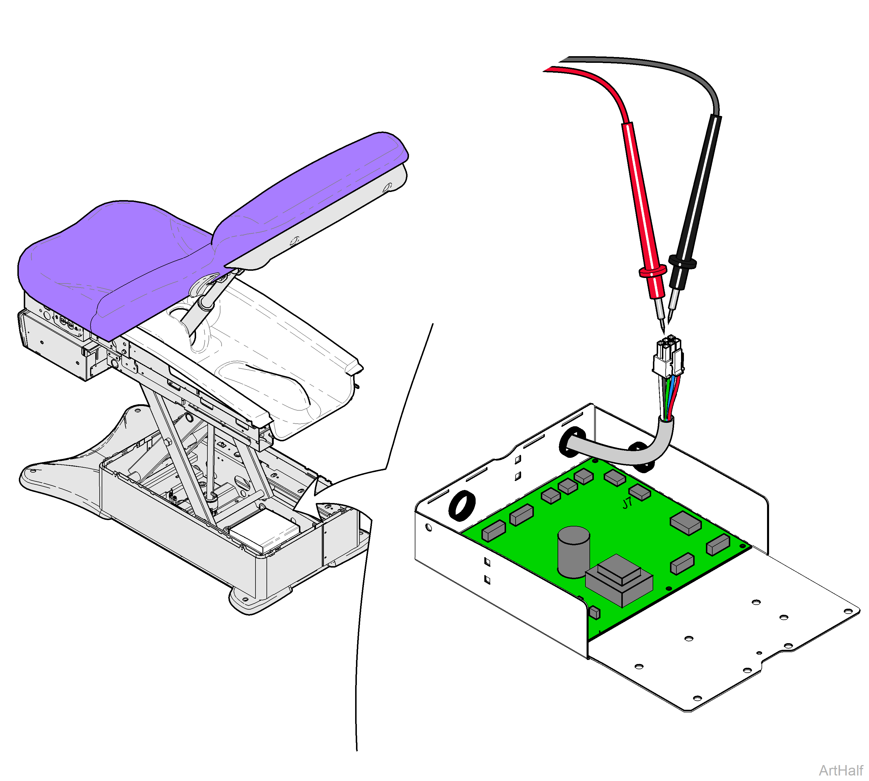 625 Table Base Actuator Motor Resistance Test