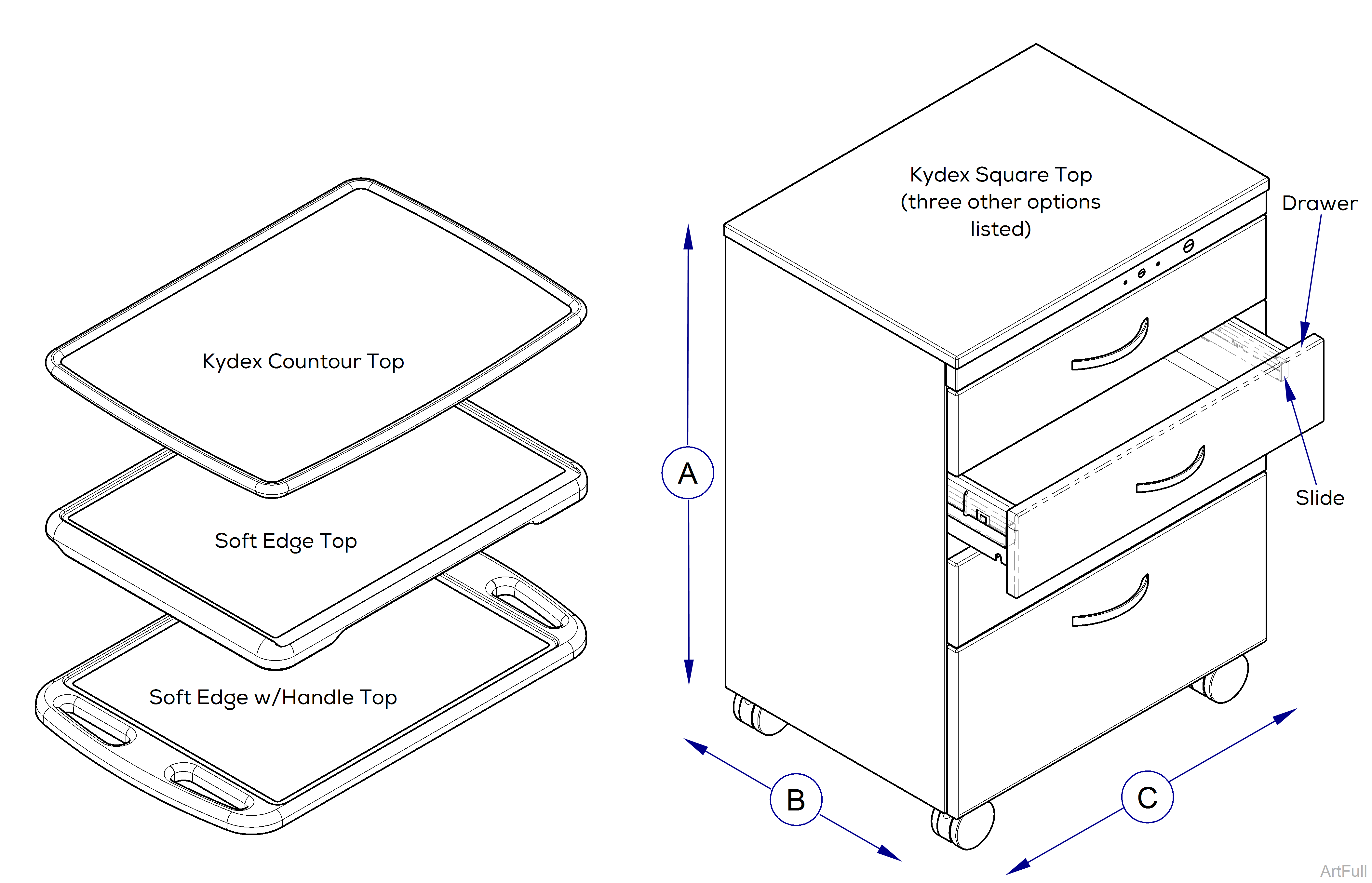 Midmark Synthesis® Side Cabinetry Mobile