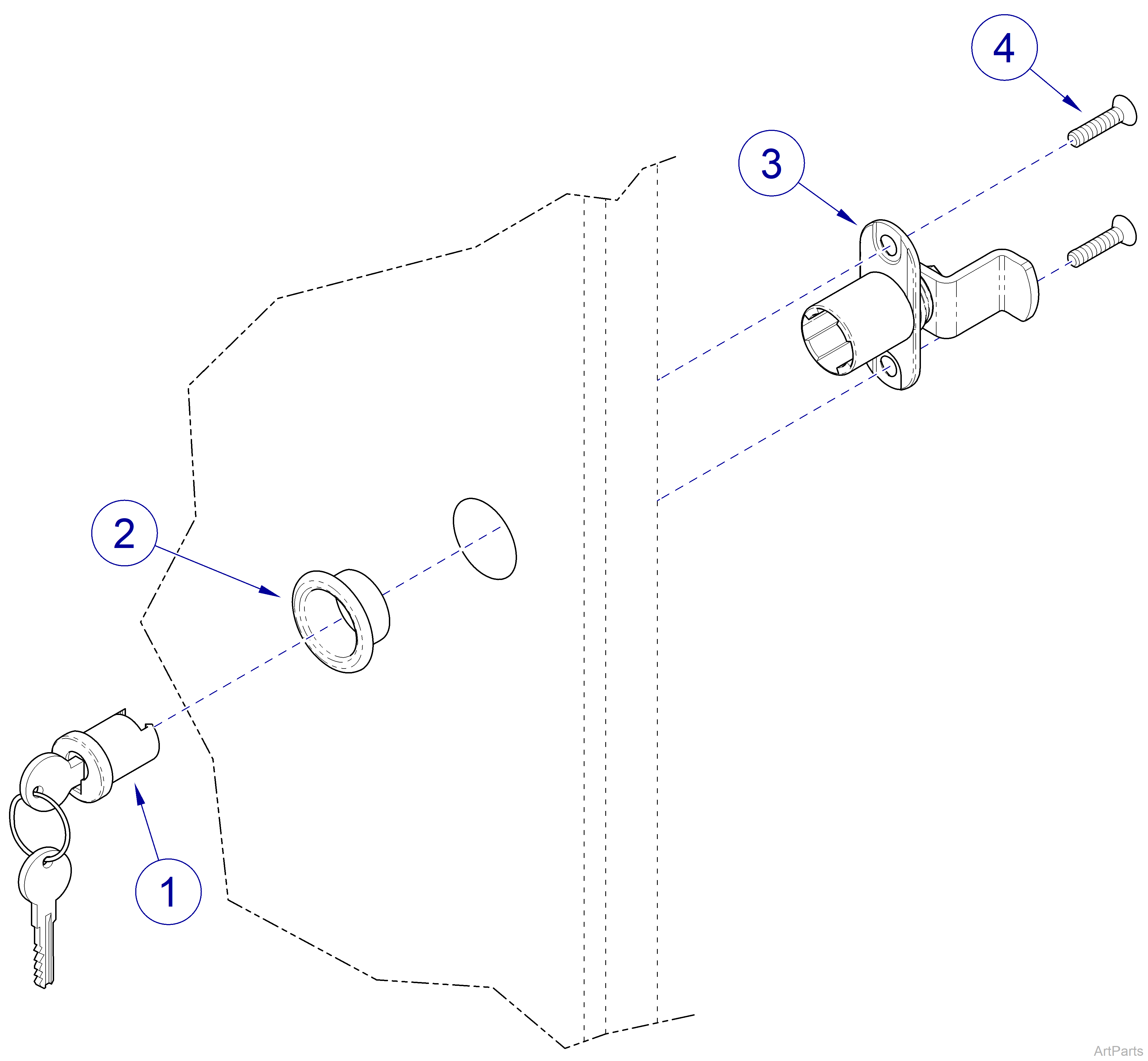 Midmark Synthesis® Cabinetry Single Door Keyed Lock Kit