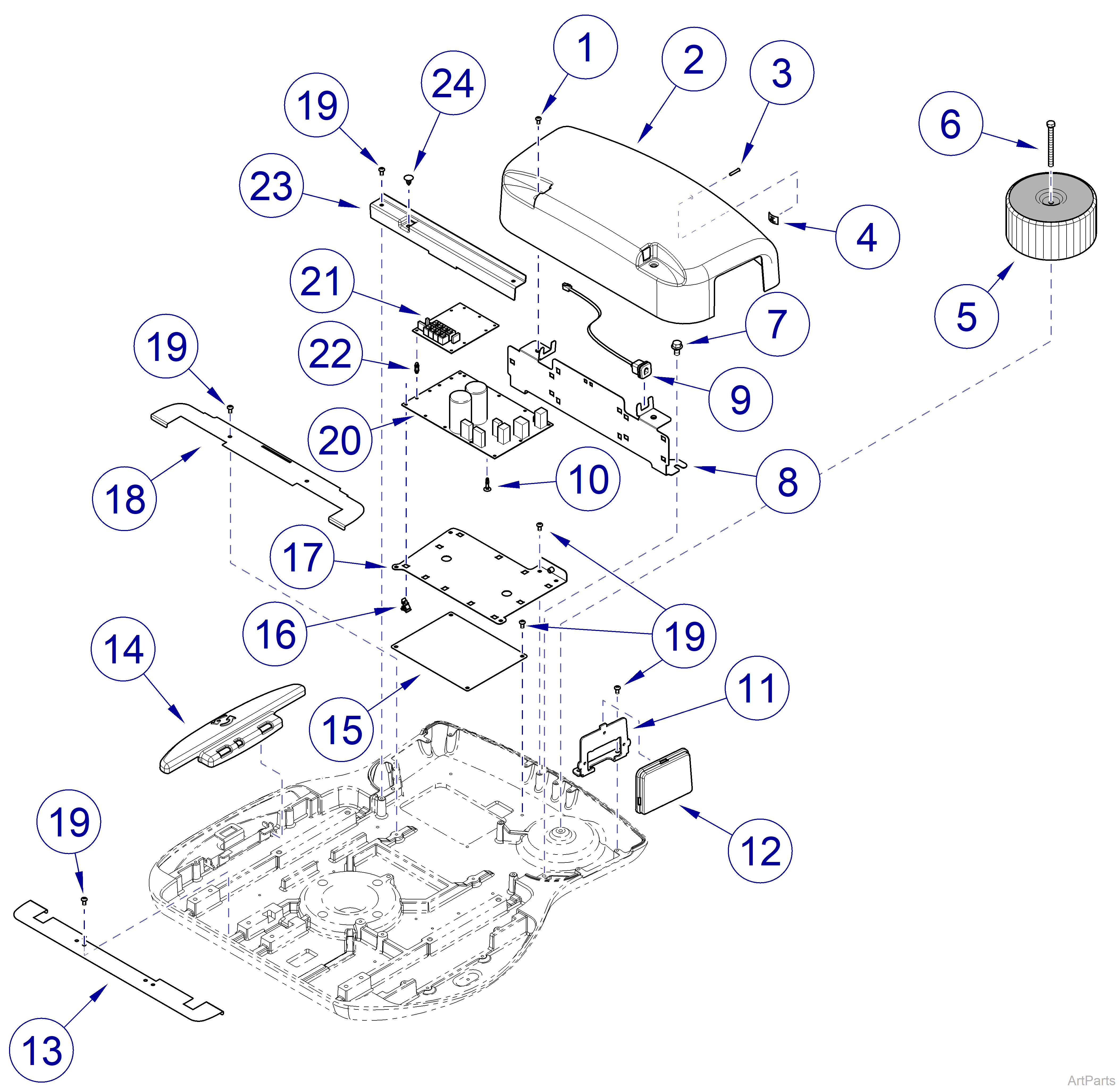 630 Human Form® Procedures Chair Rotational Upper Base (Covers & Electrical Components)