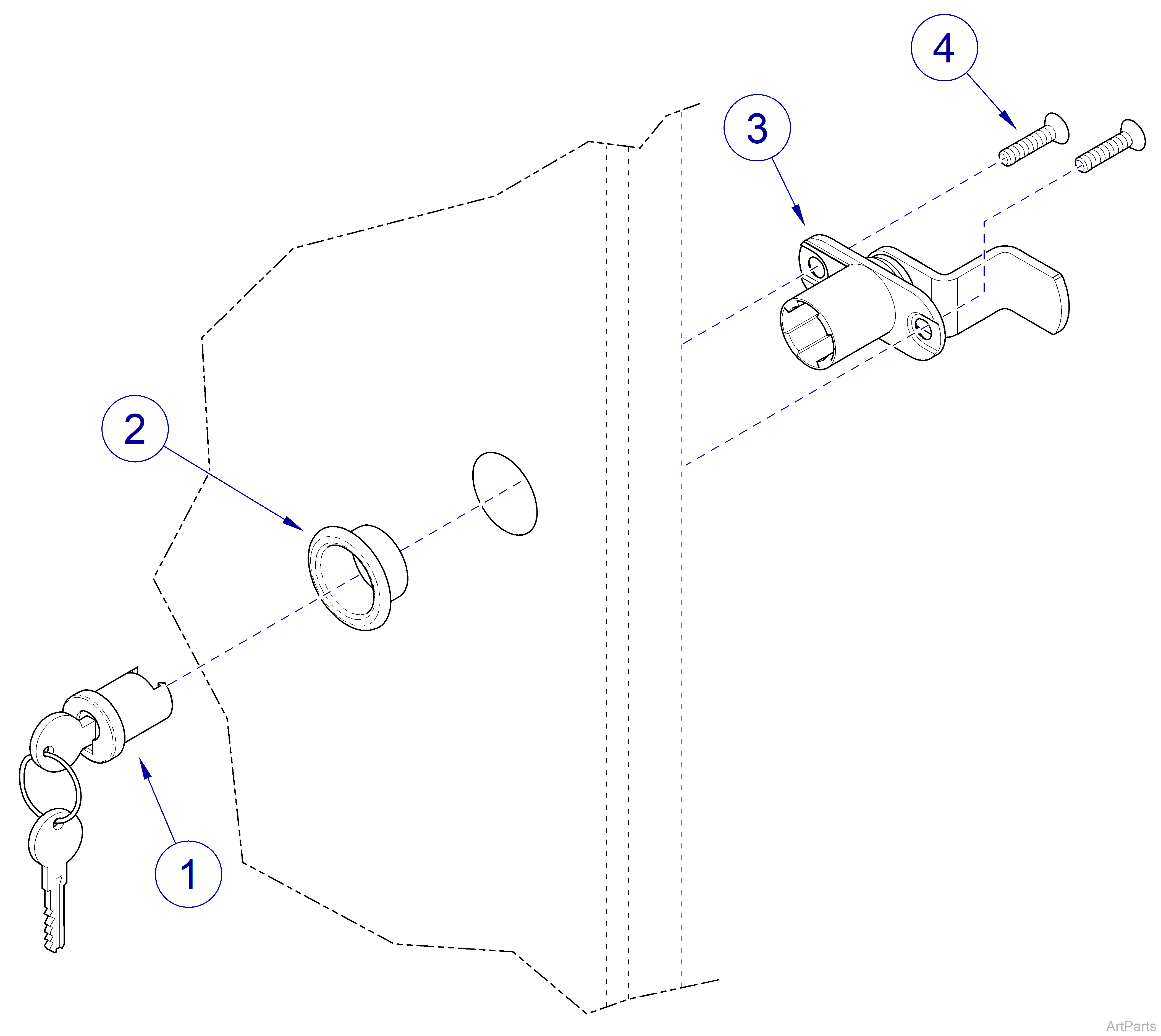 Midmark Synthesis® Cabinetry Single Door Keyed Lock Kit