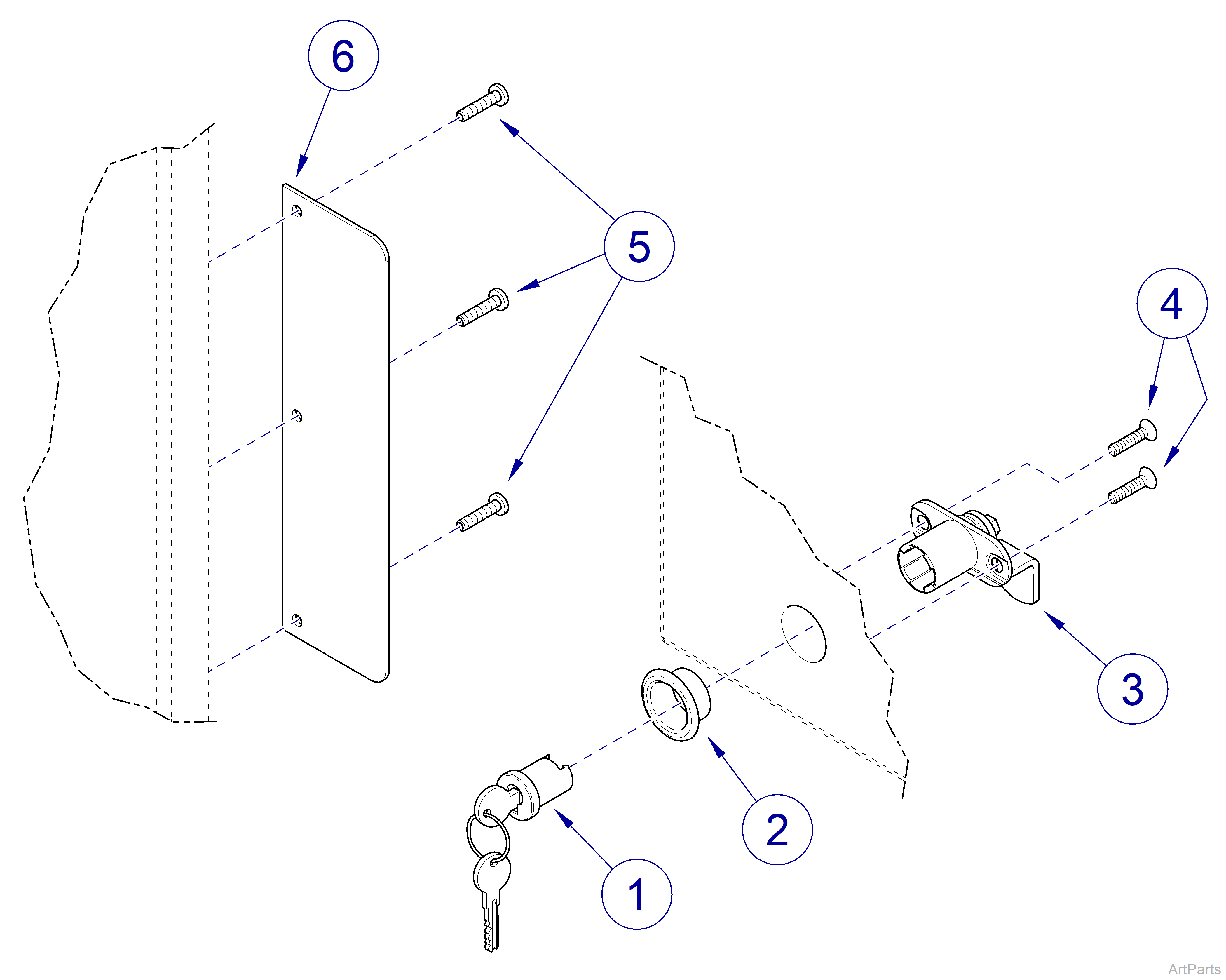 Midmark Synthesis® Cabinetry Double Door Keyed Lock Kit