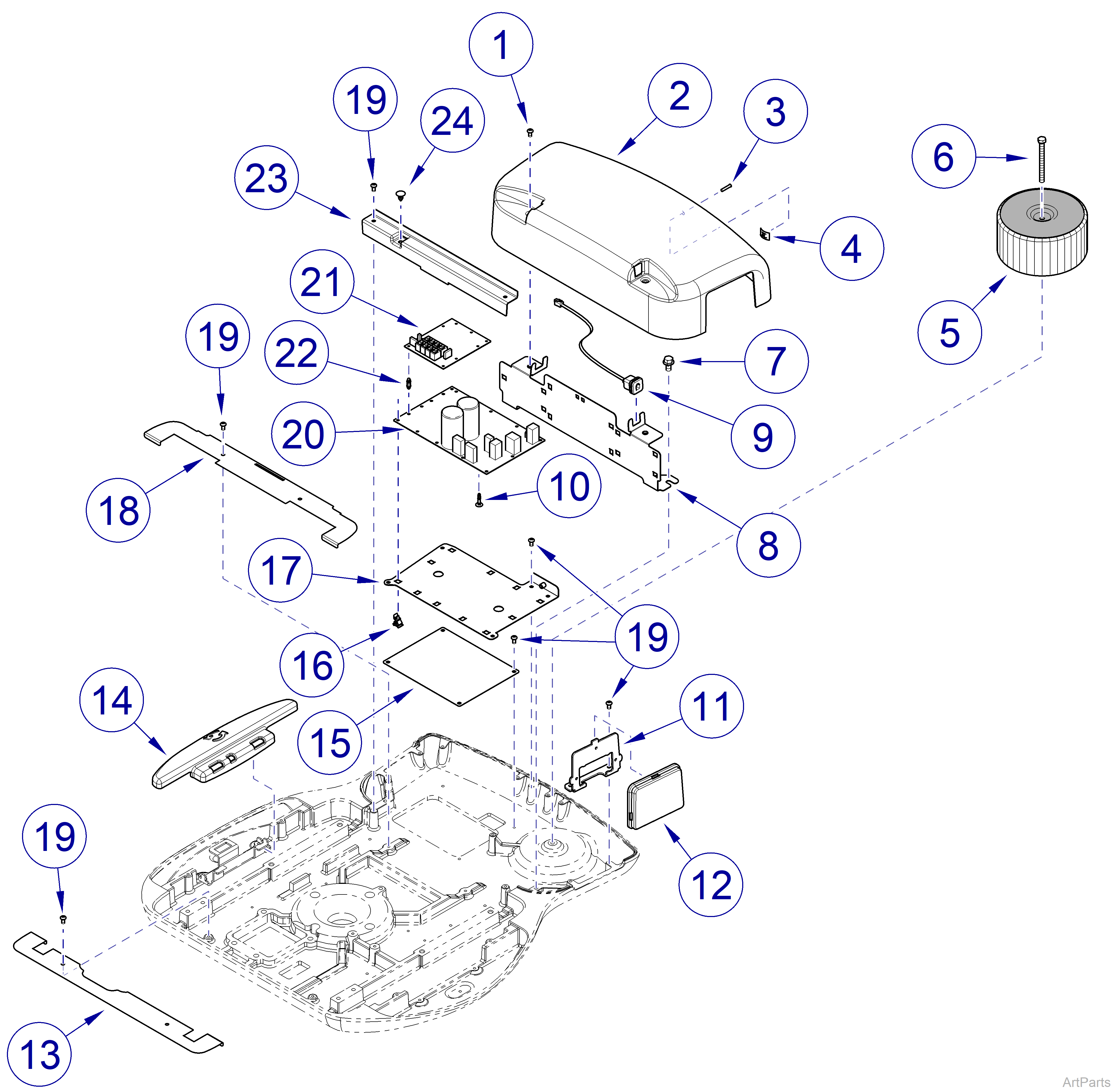 630 Human Form® Procedures Chair Rotational Upper Base (Covers & Electrical Components)