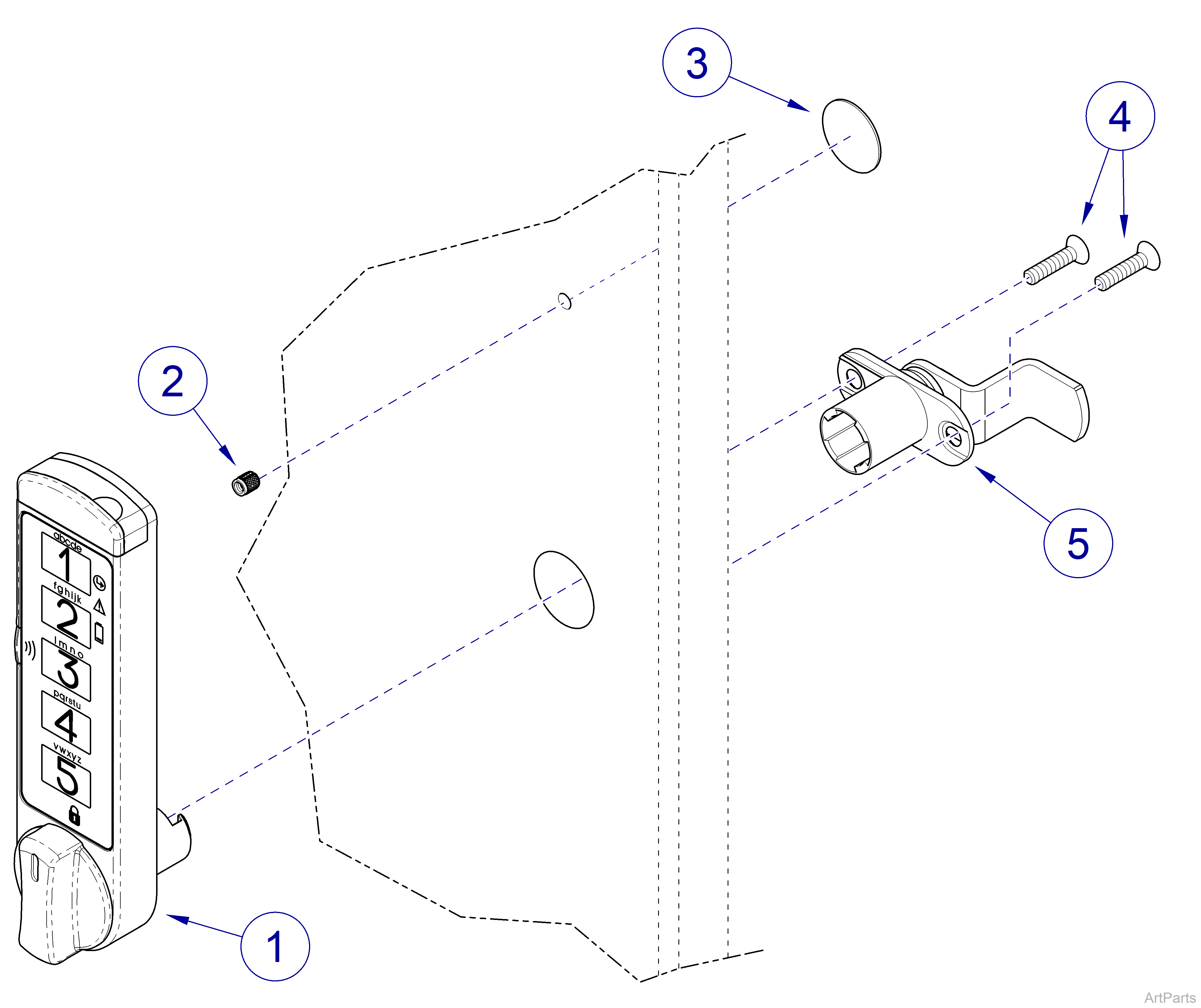 Midmark Synthesis® Cabinetry Single Door keyless Lock Kit