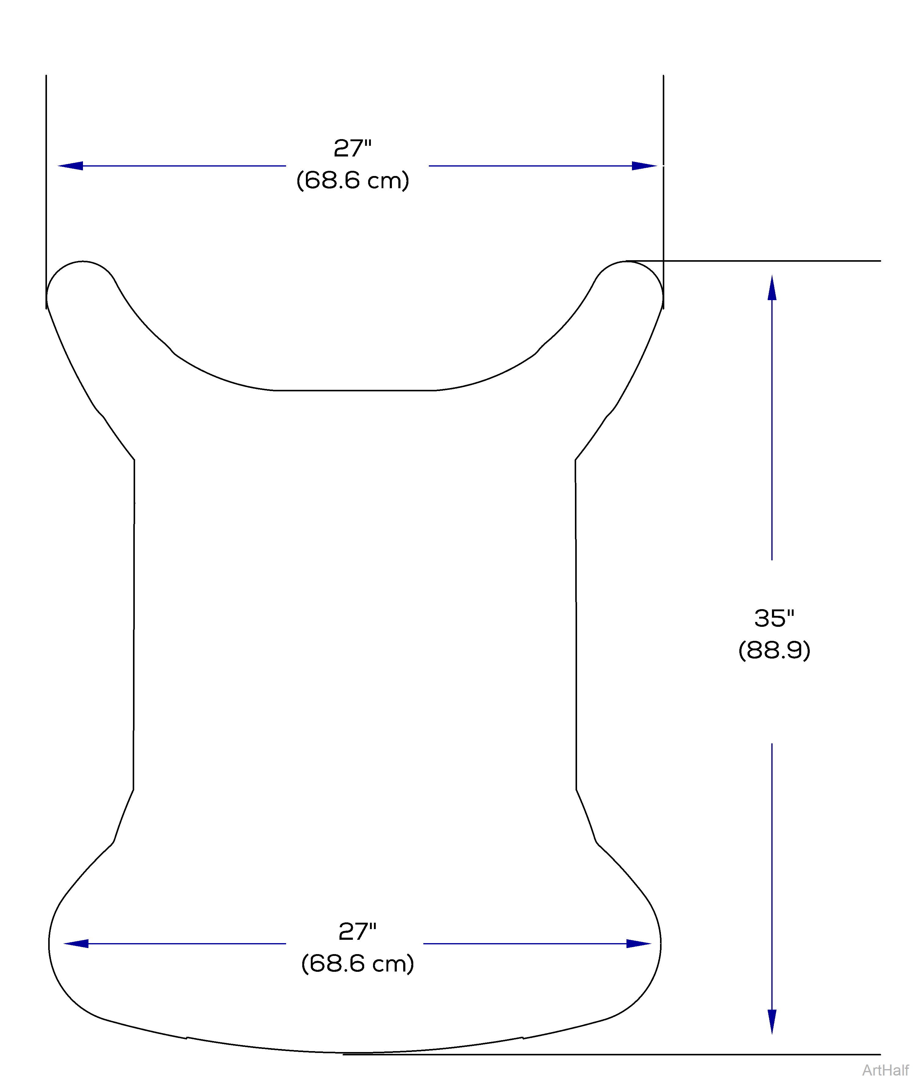 630 Human Form Chair Standard Base Casing Dimensions