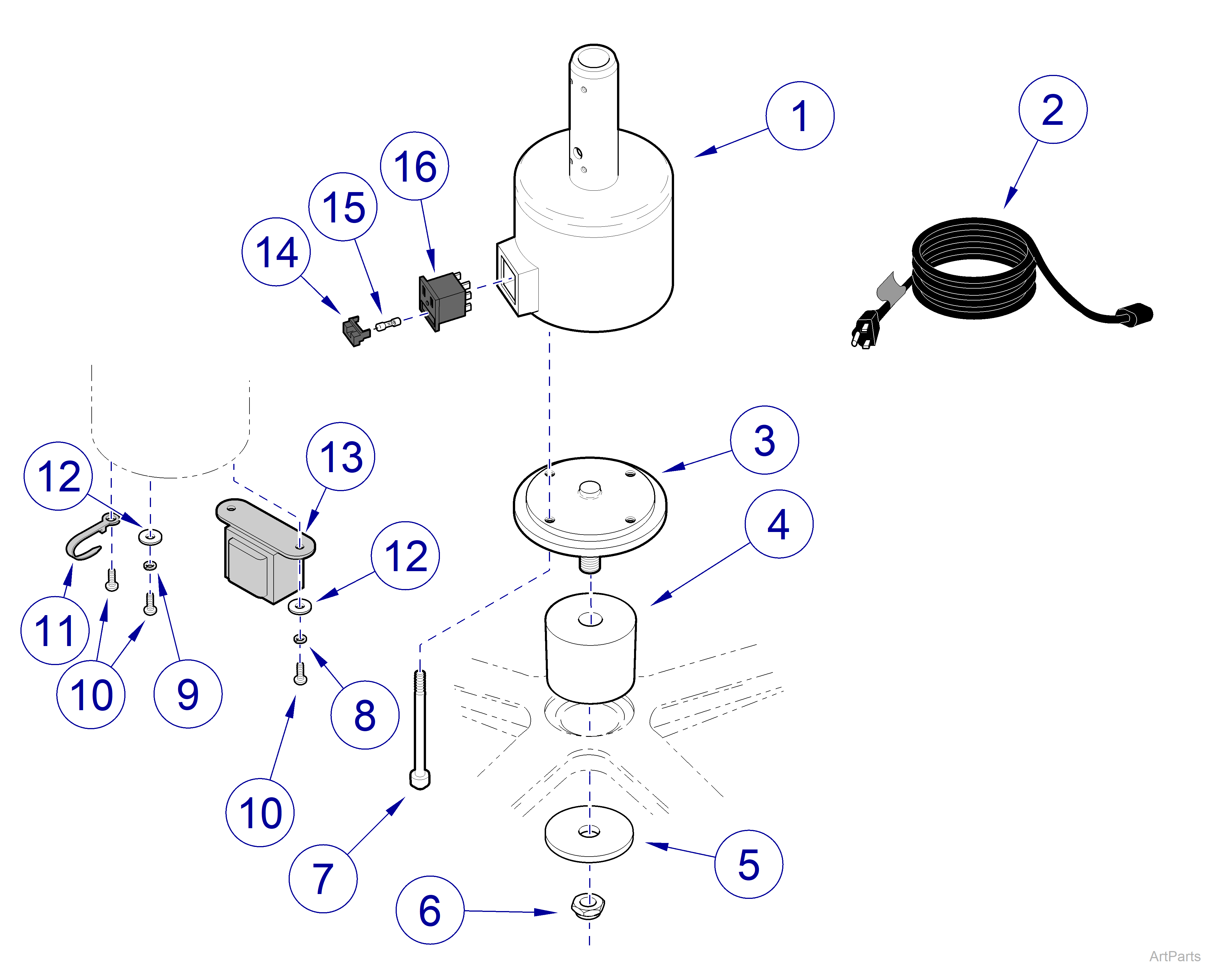 Mobile Lighting Transformer / Housing (220V Models) (All prefixes: MP, MR, V)