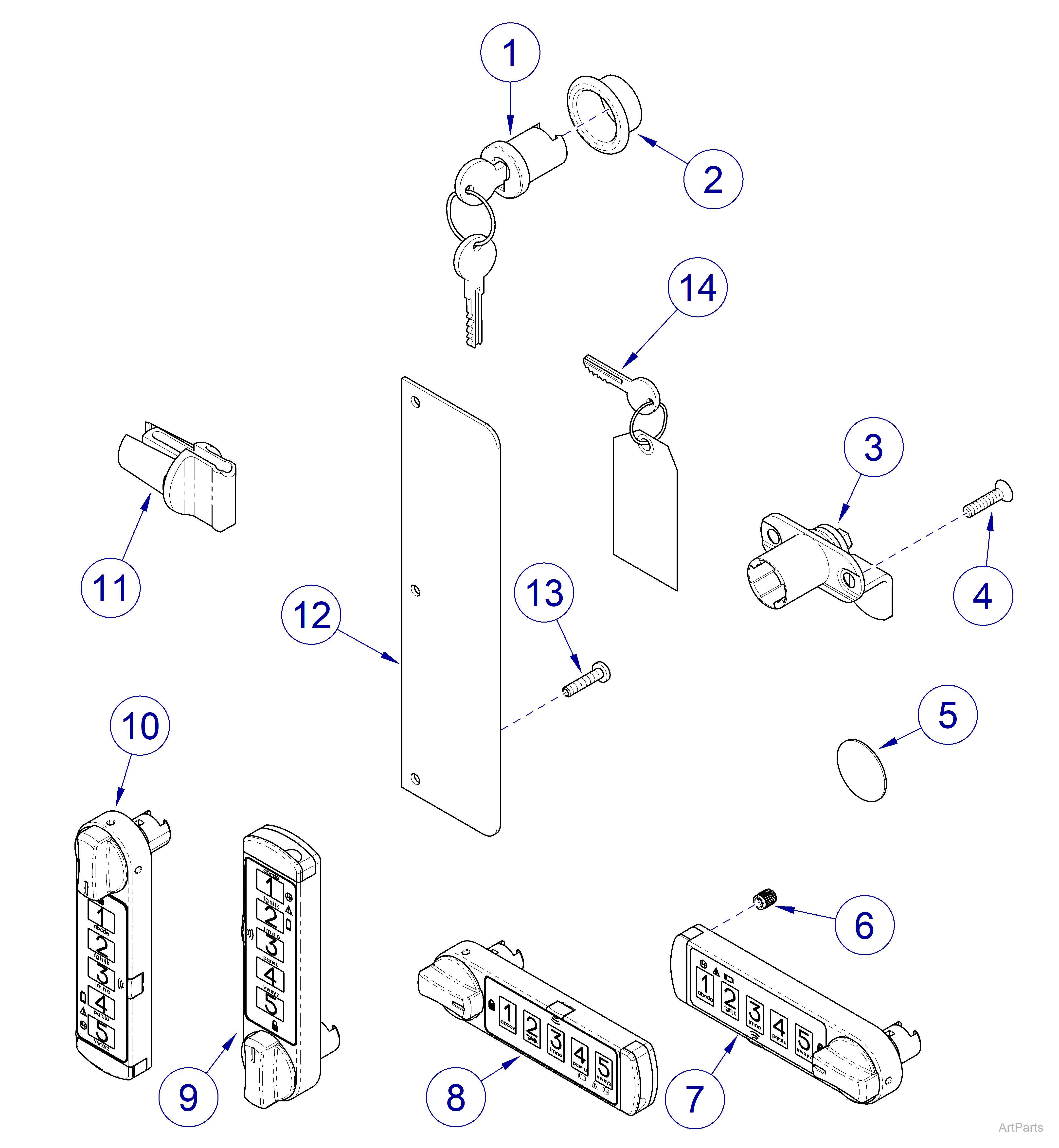 Midmark Synthesis® Cabinetry Door Lock Components