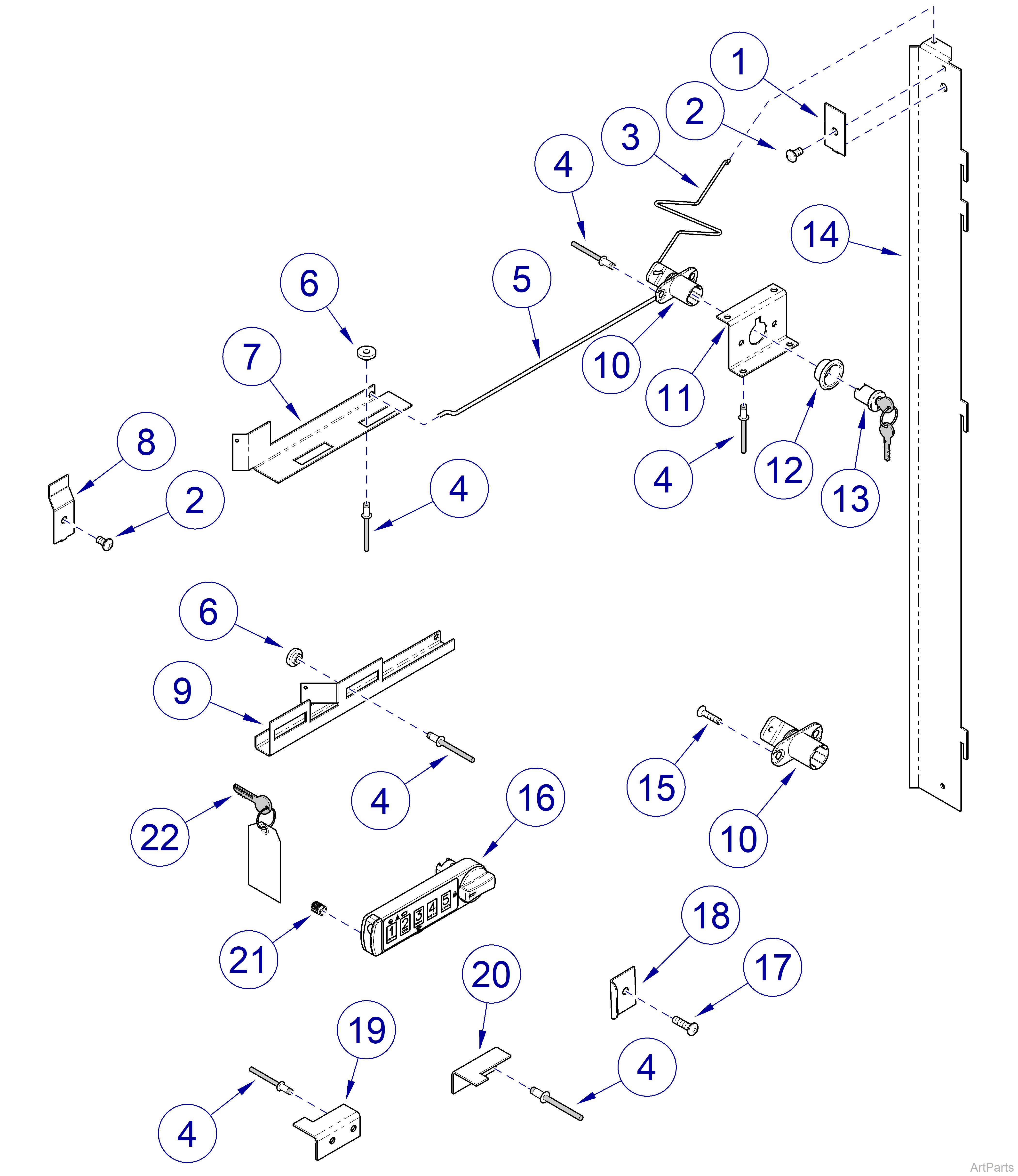 Midmark Synthesis® Cabinetry Drawer Lock Components