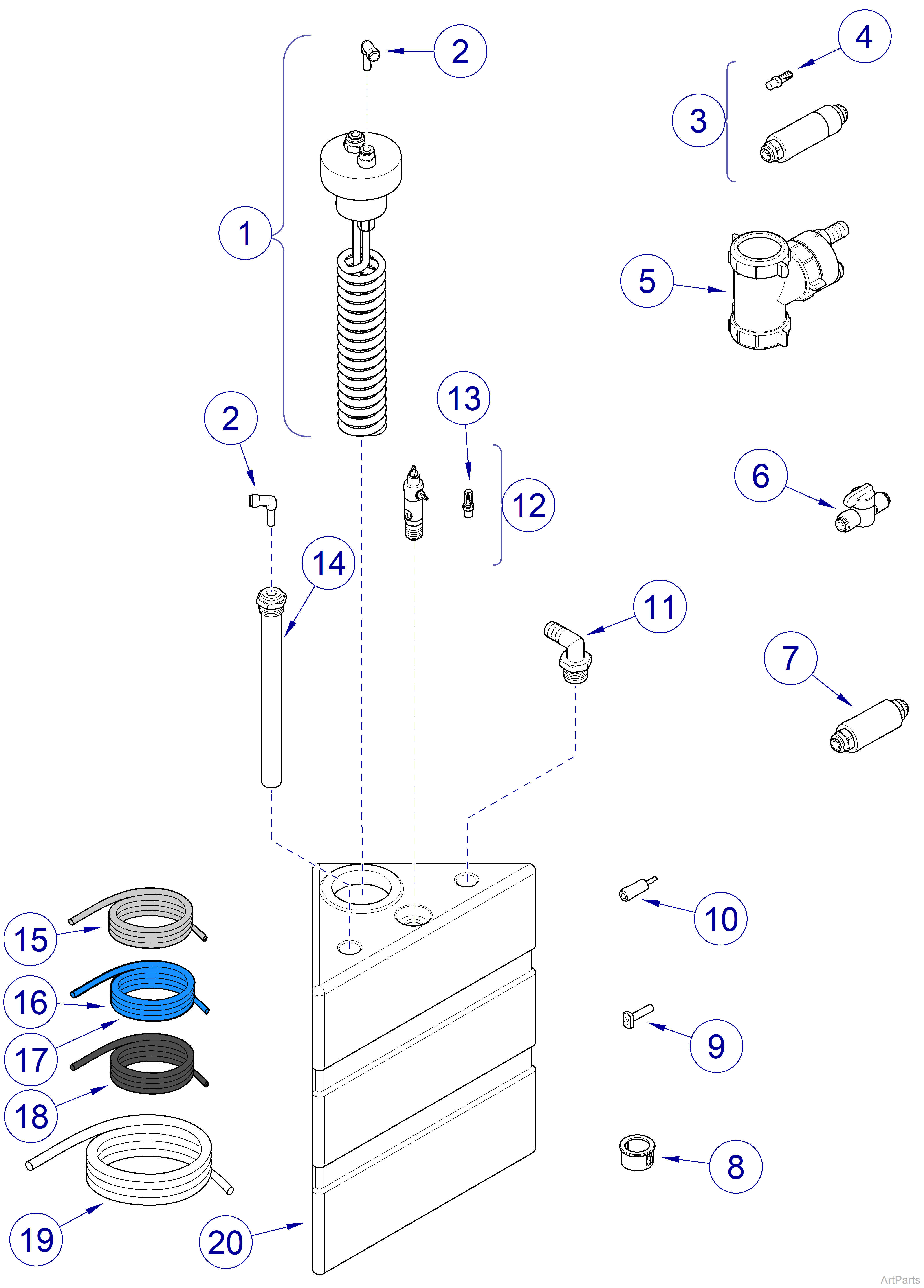 9A586001 Tank Direct - to - Drain Thermal Reduction System Single