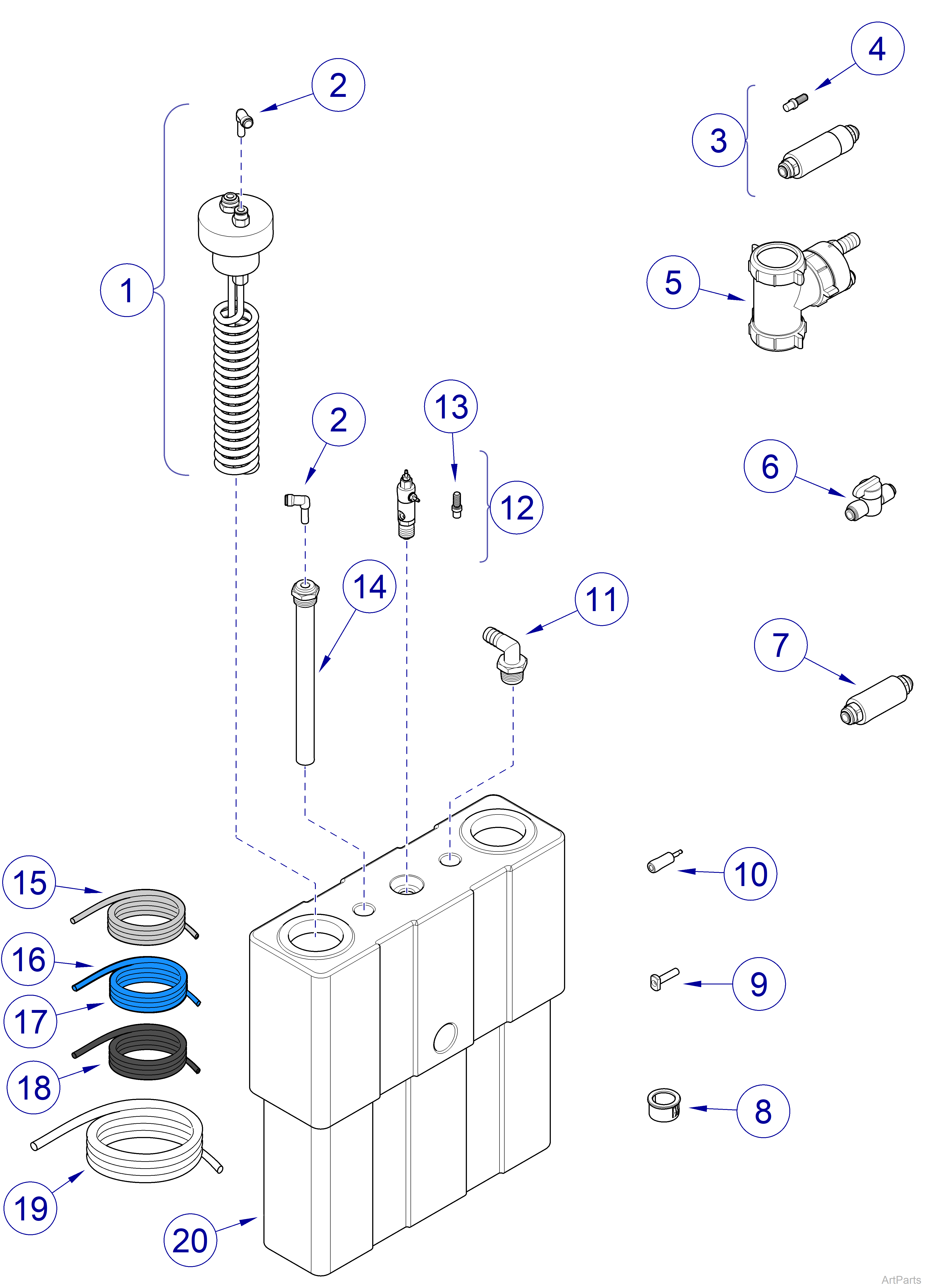 9A586002 Tank Direct - to - Drain Thermal Reduction System Dual