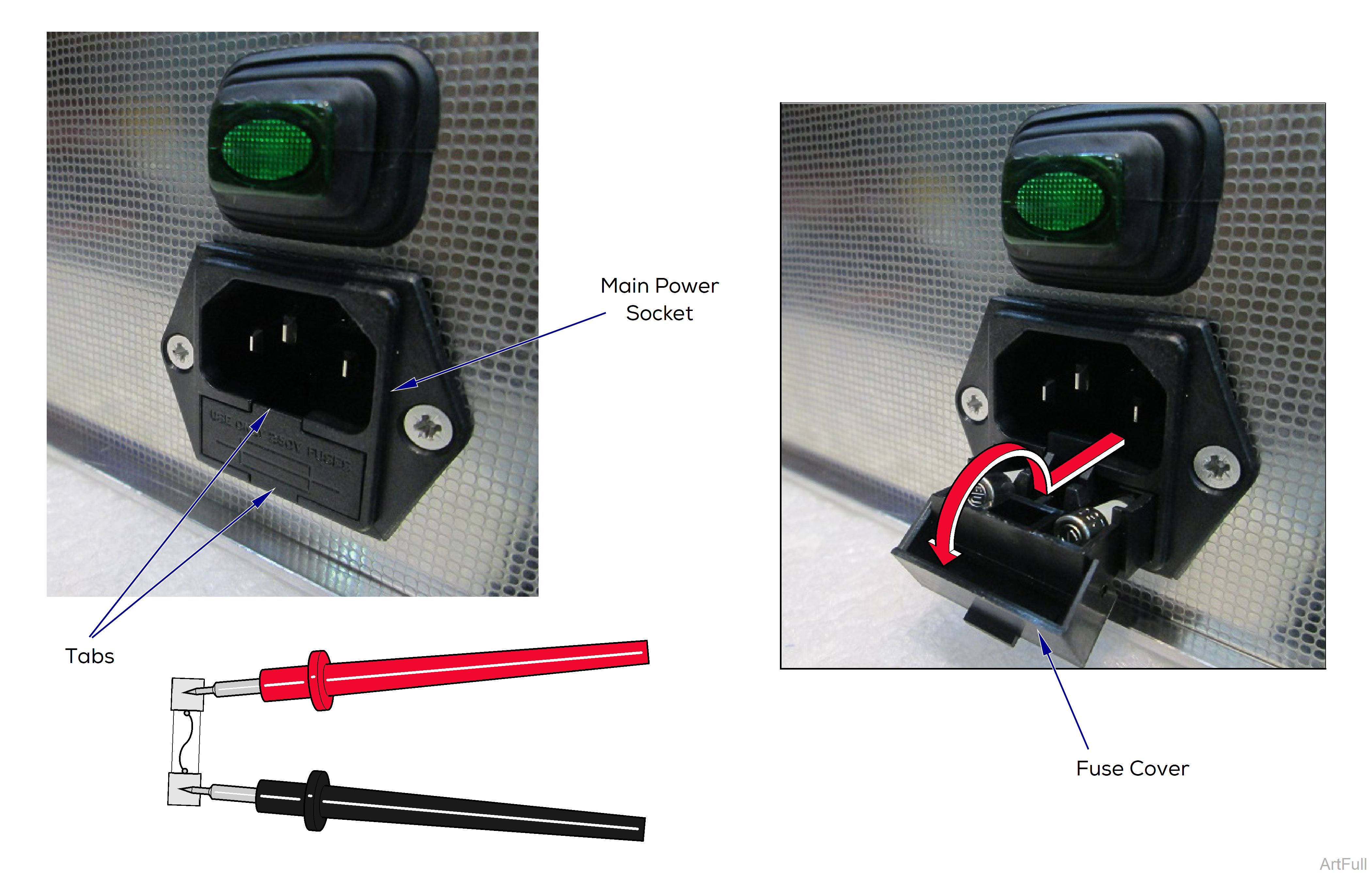 QuickClean™ Ultrasonic Cleaners Main Power Socket FusesTest and Repair