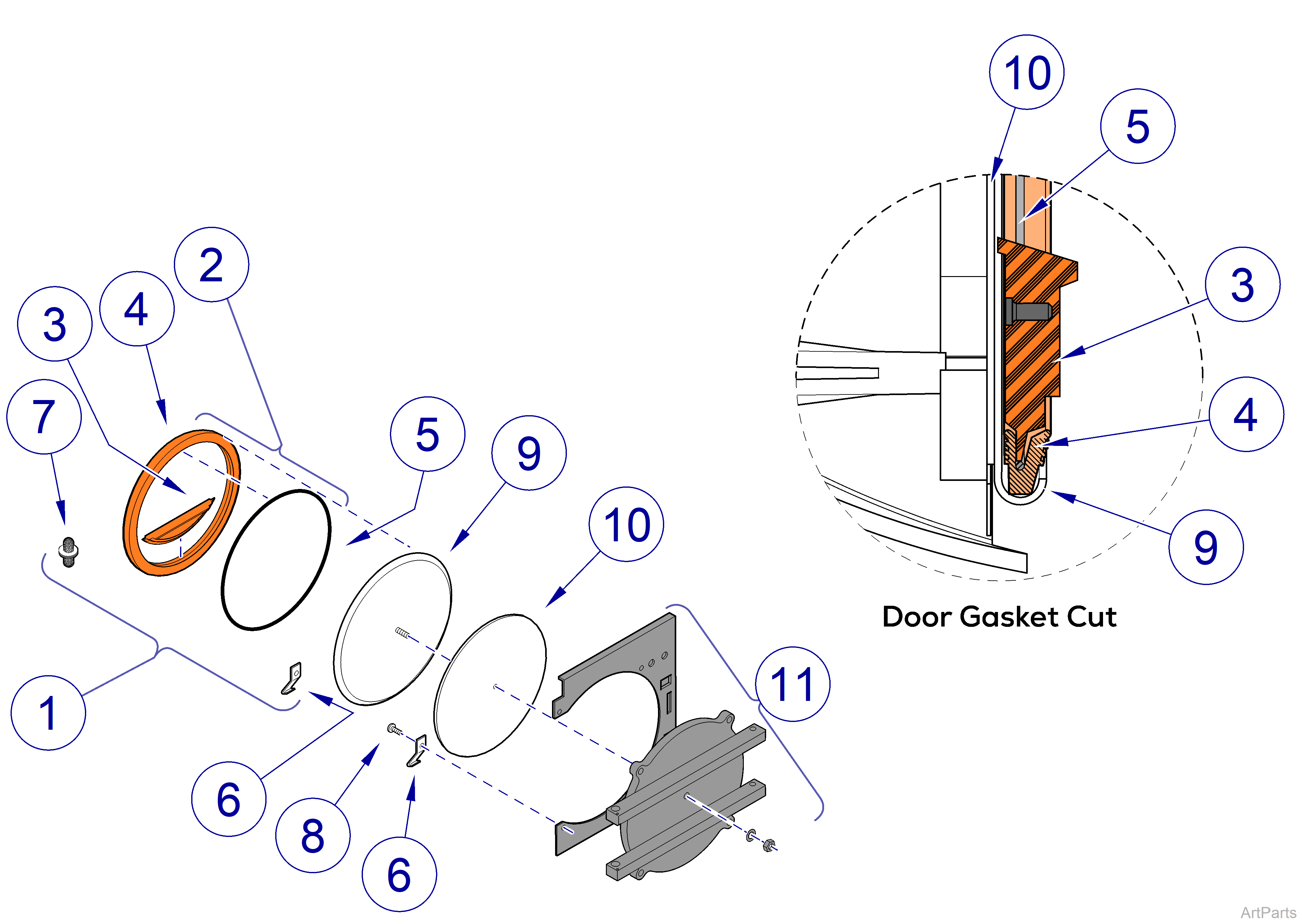 M9/M11 -033 / -034 Door Gasket Components