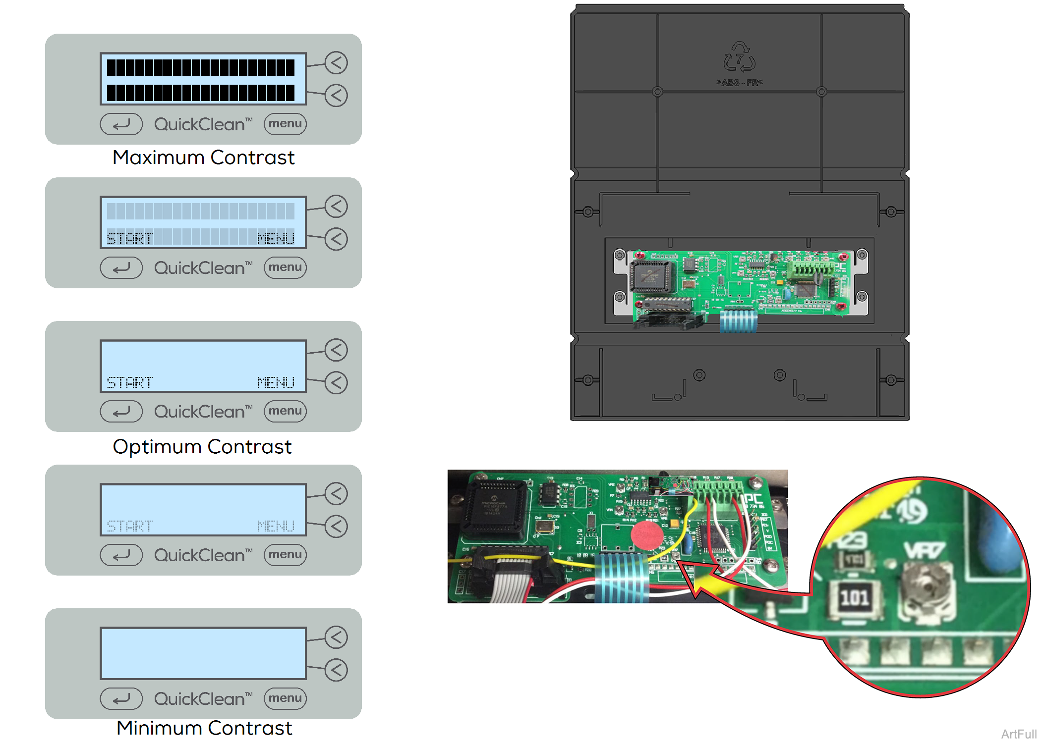 QuickClean™ Ultrasonic Cleaners LCD Display Contrast Adjustments