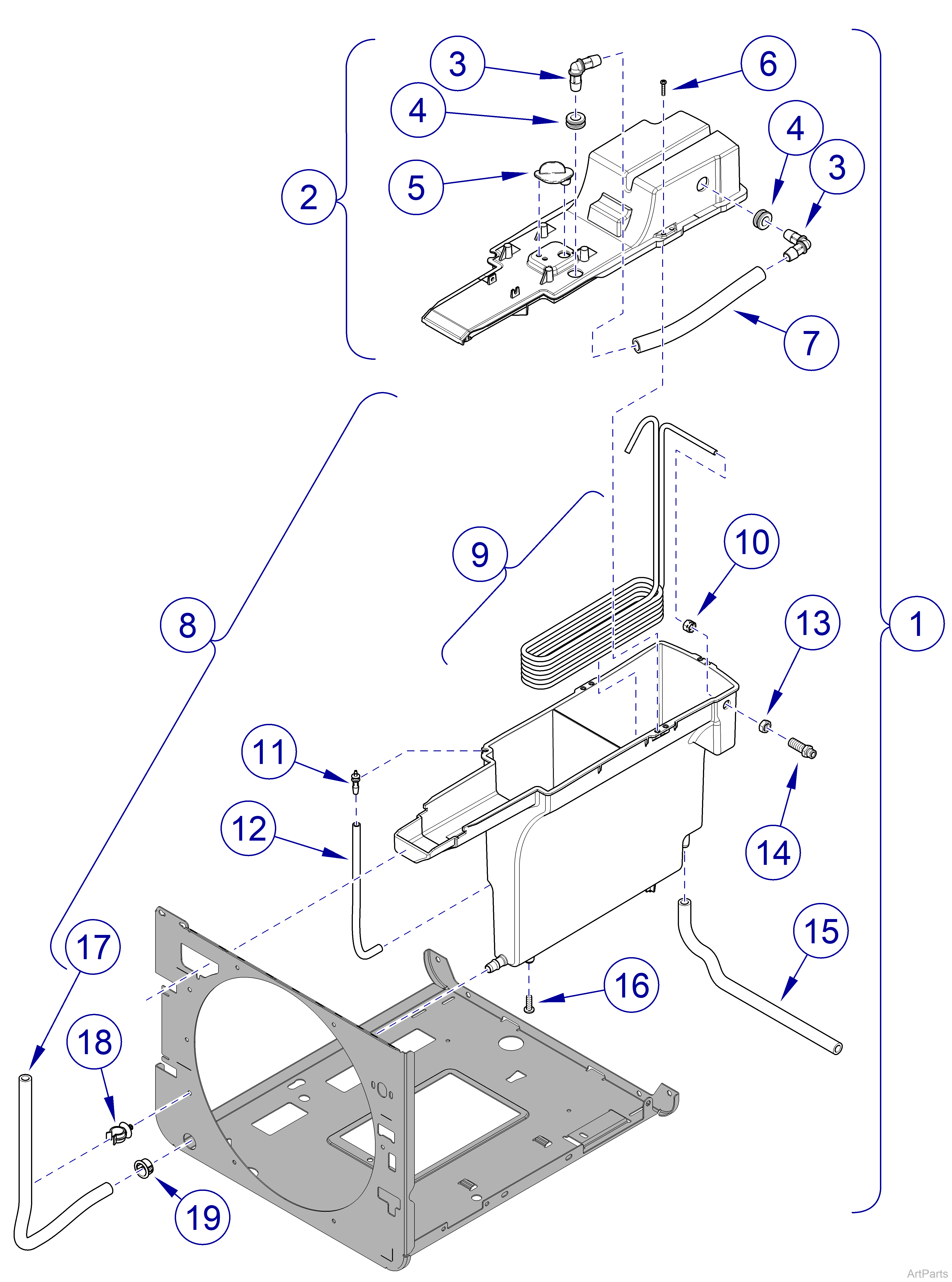 M9/M11 Steam Sterilizer Reservoir / Drain Tube