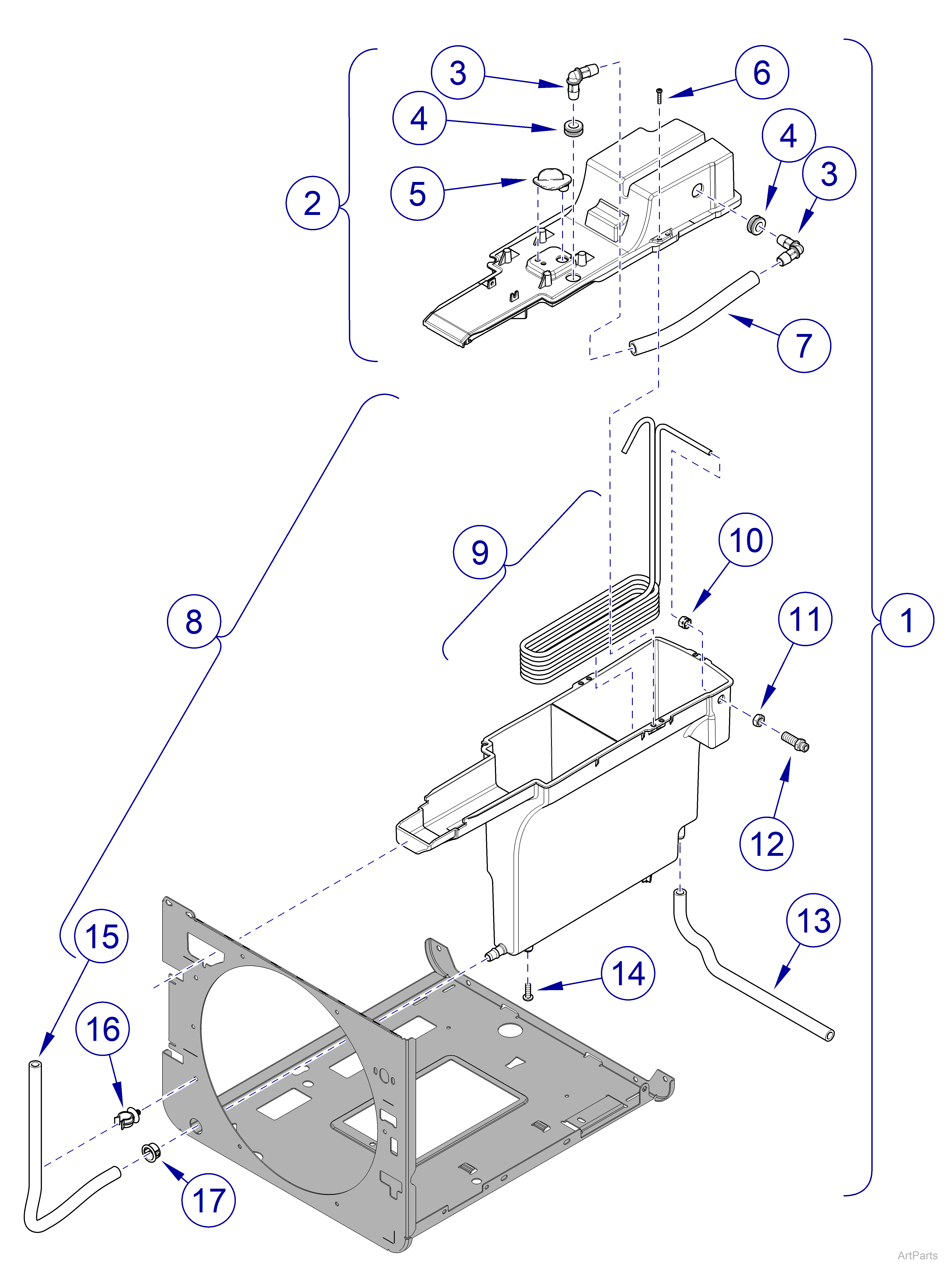 M9/M11 Steam Sterilizer Reservoir / Drain Tube