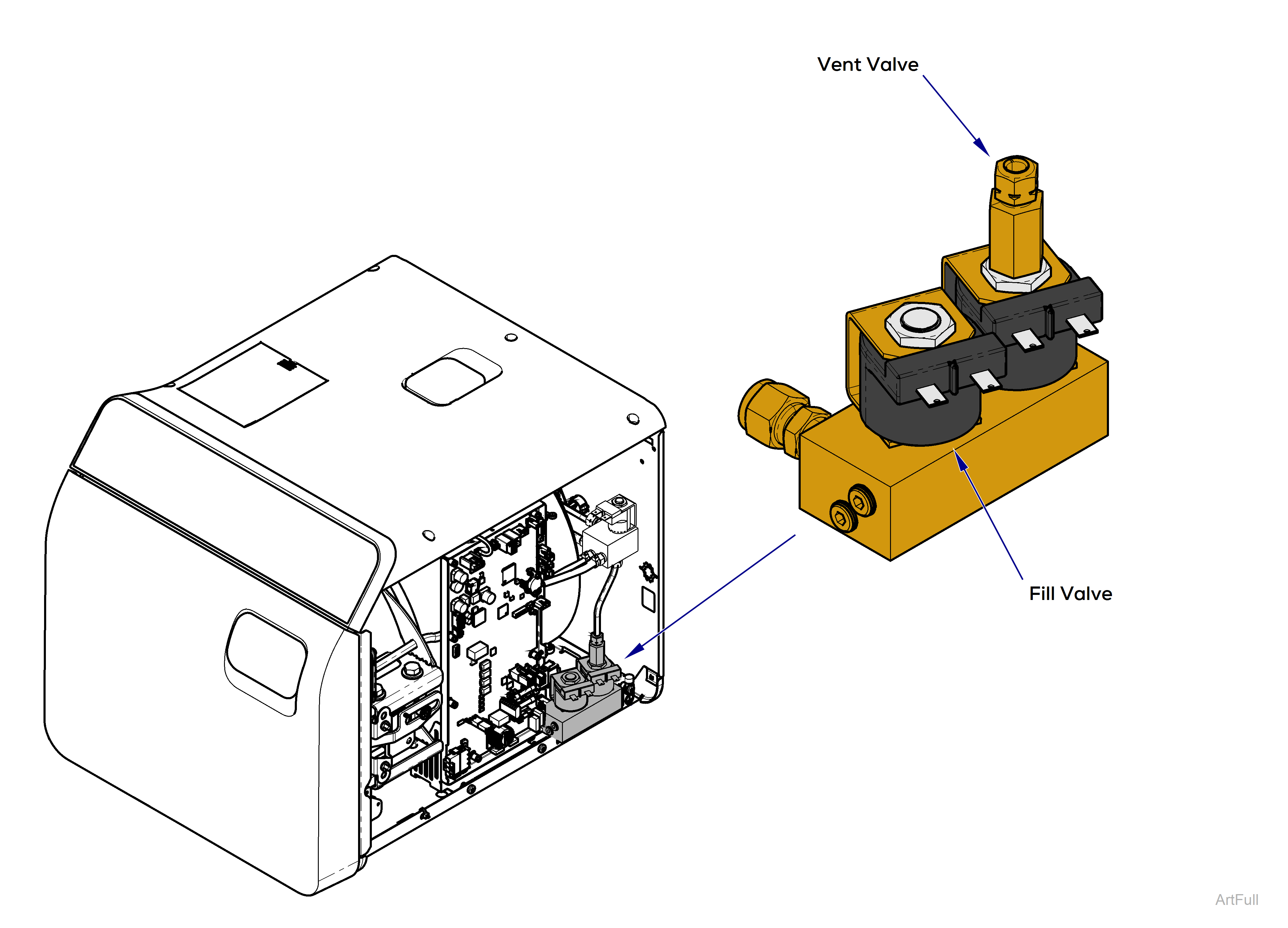 M9/M11 Steam Sterilizer Vent/Fill Valve Location