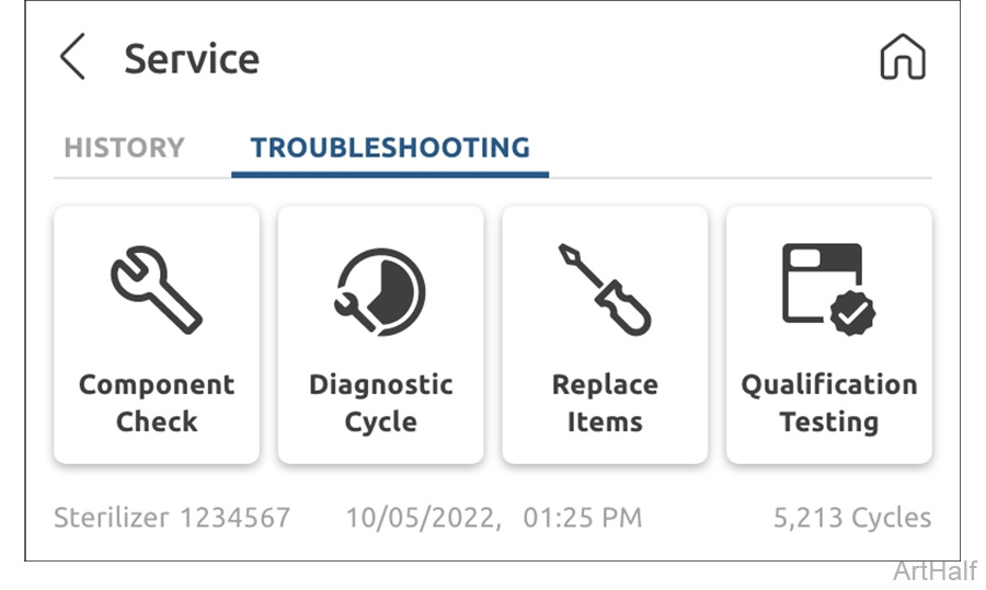 Midmark M9® -05x  / M11® -05x Sterilizer Troubleshooting Menu