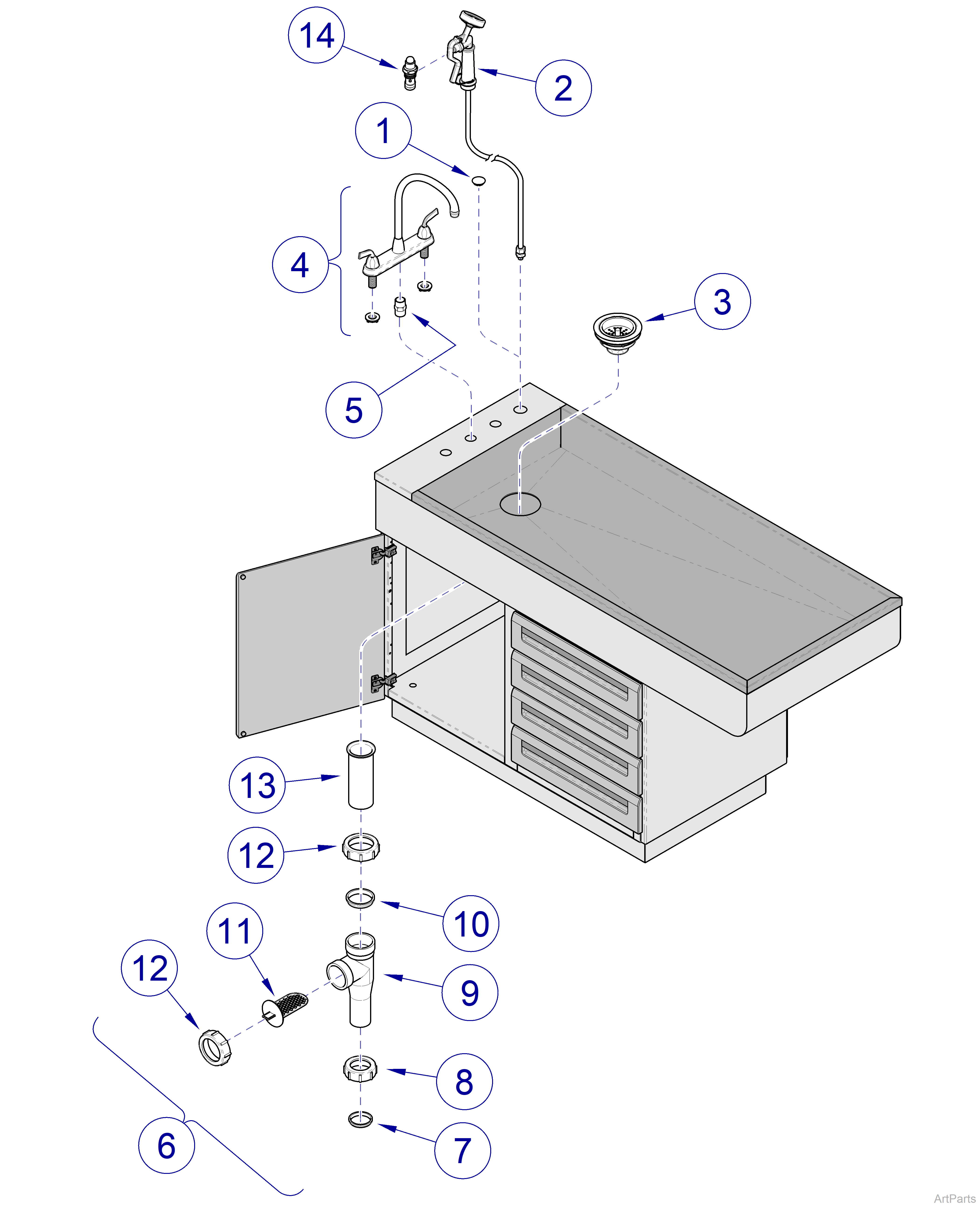 Vet Synthesis® Tables Plumbing Components