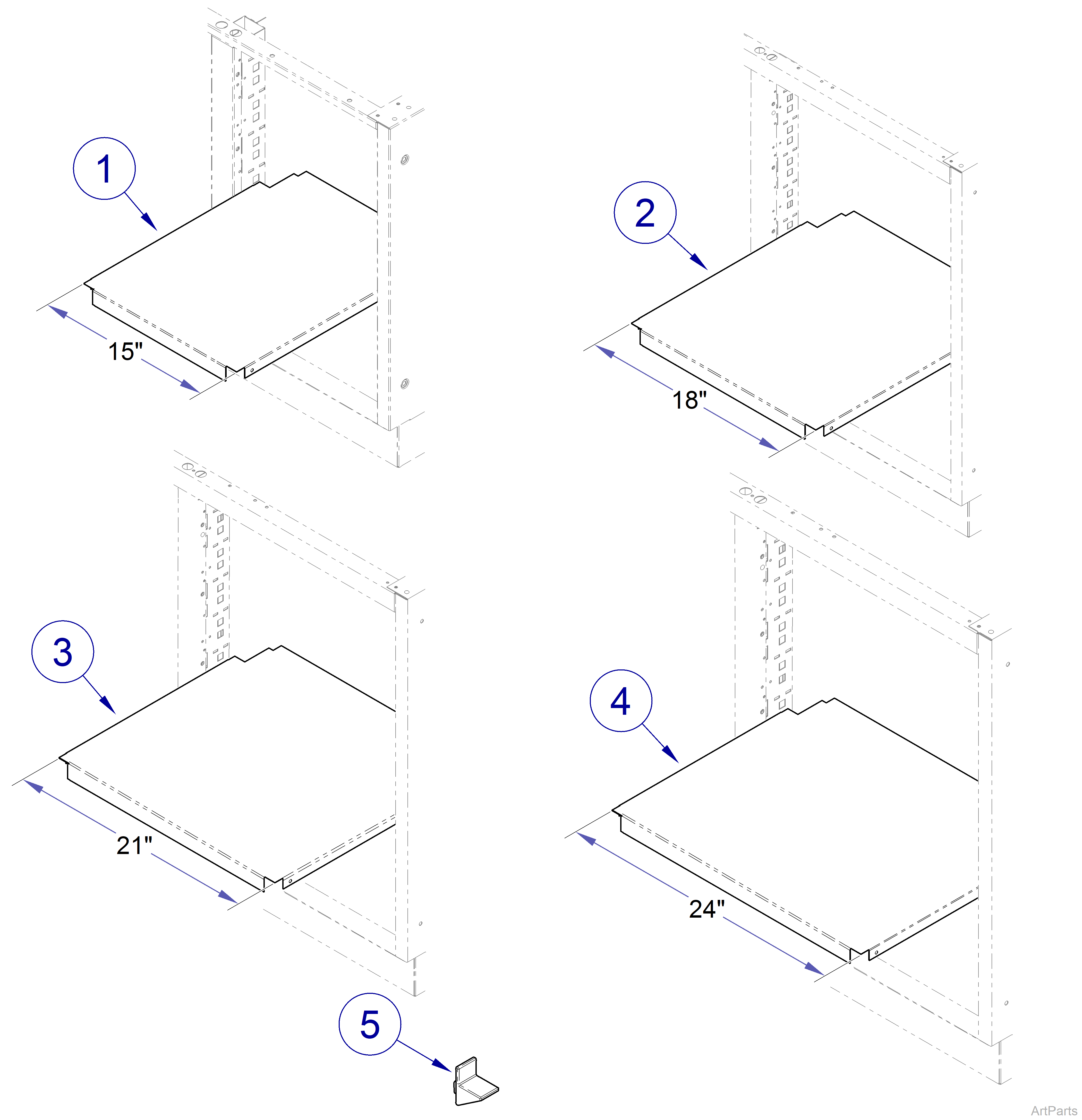 Fixed Height Tables Shelves