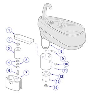 Asepsis 21 Delivery Unit Post Mount for Cuspidor 153050-XX