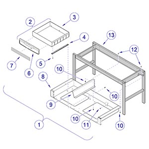 203 Exam Table  Drawer Components